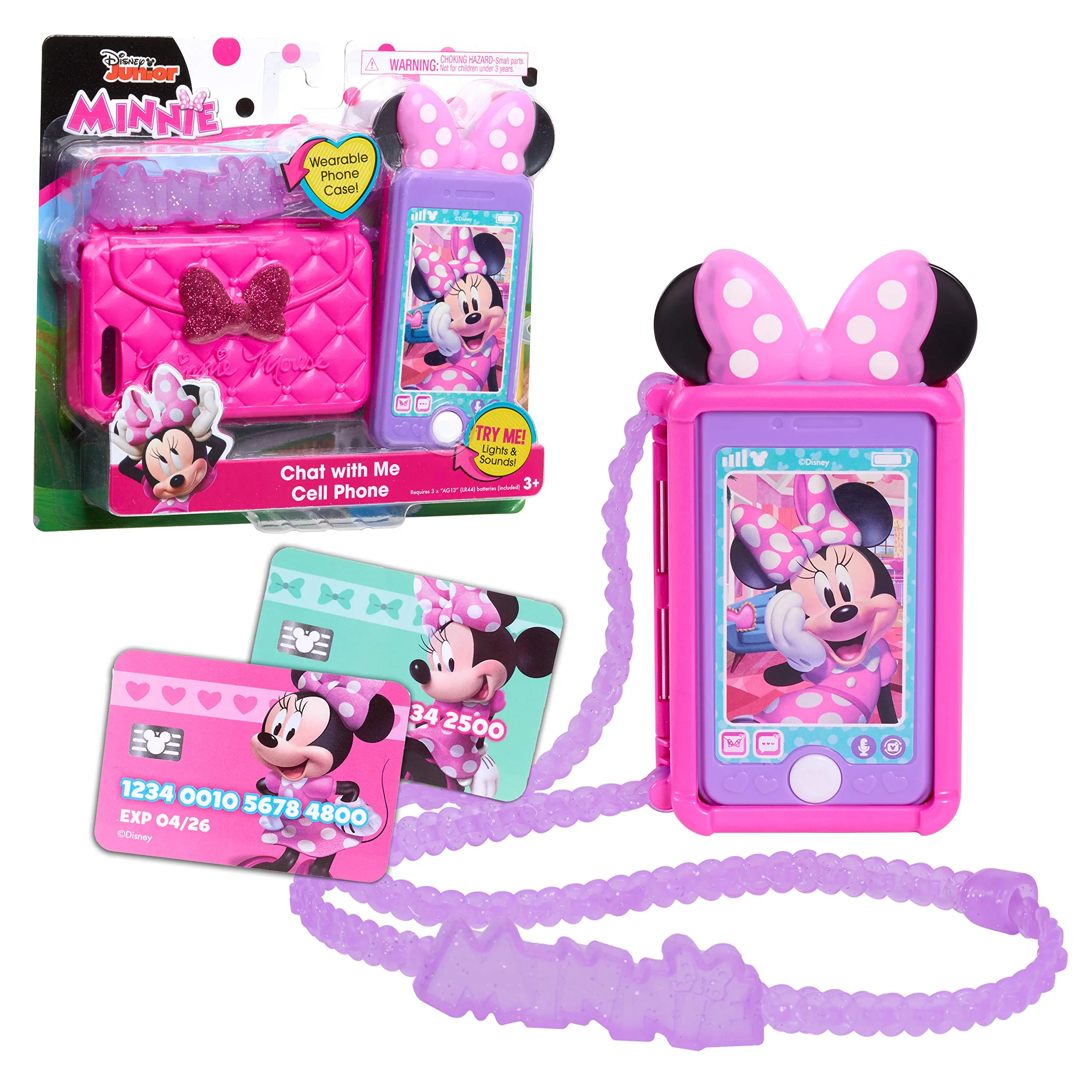 Set da gioco cellulare di Minni Parla con me Disney Junior, effetti luminosi e sonori, giocattoli per bambini dai 3 anni in su di Just Play