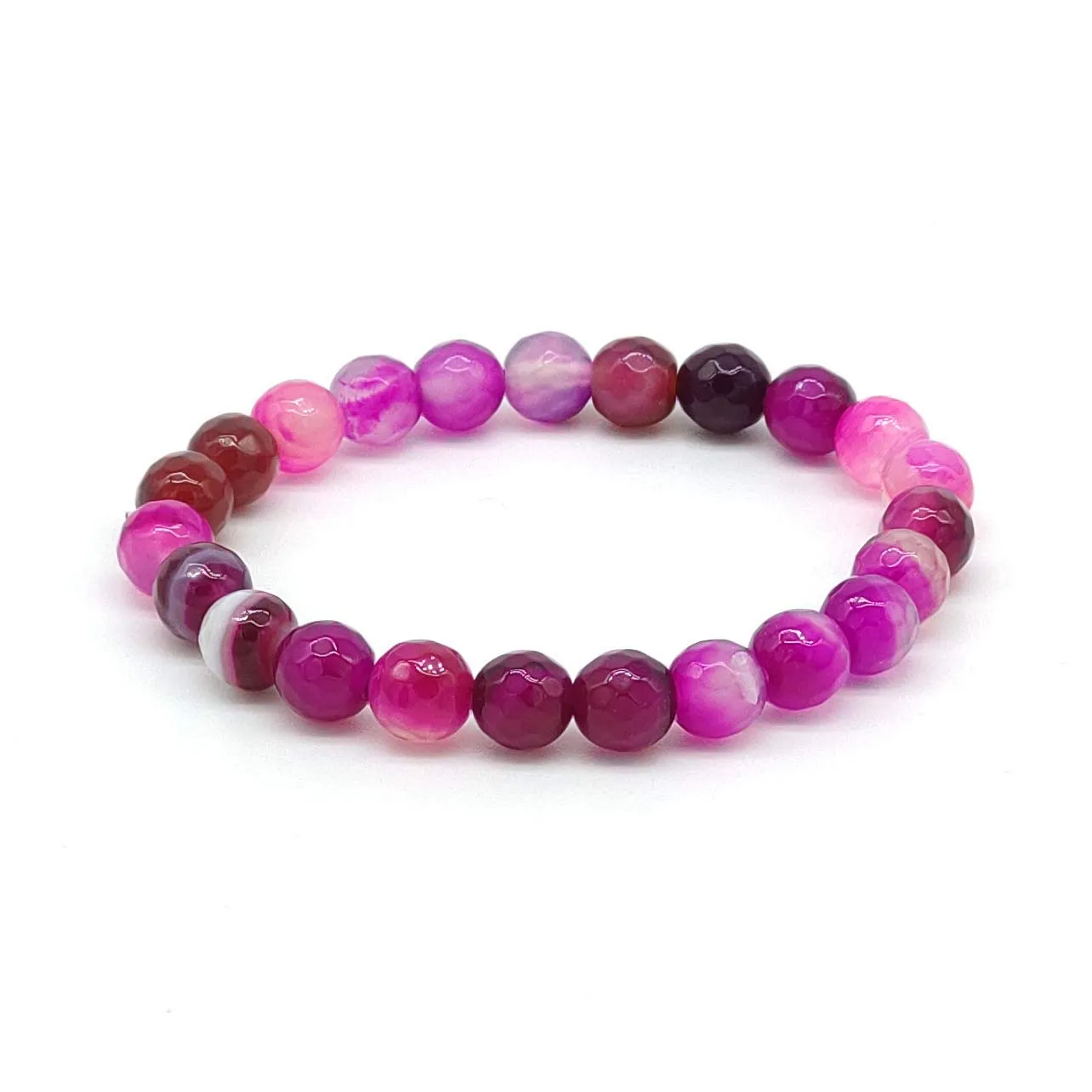 Bracciale Agata Fucsia Donna elastico 19 cm