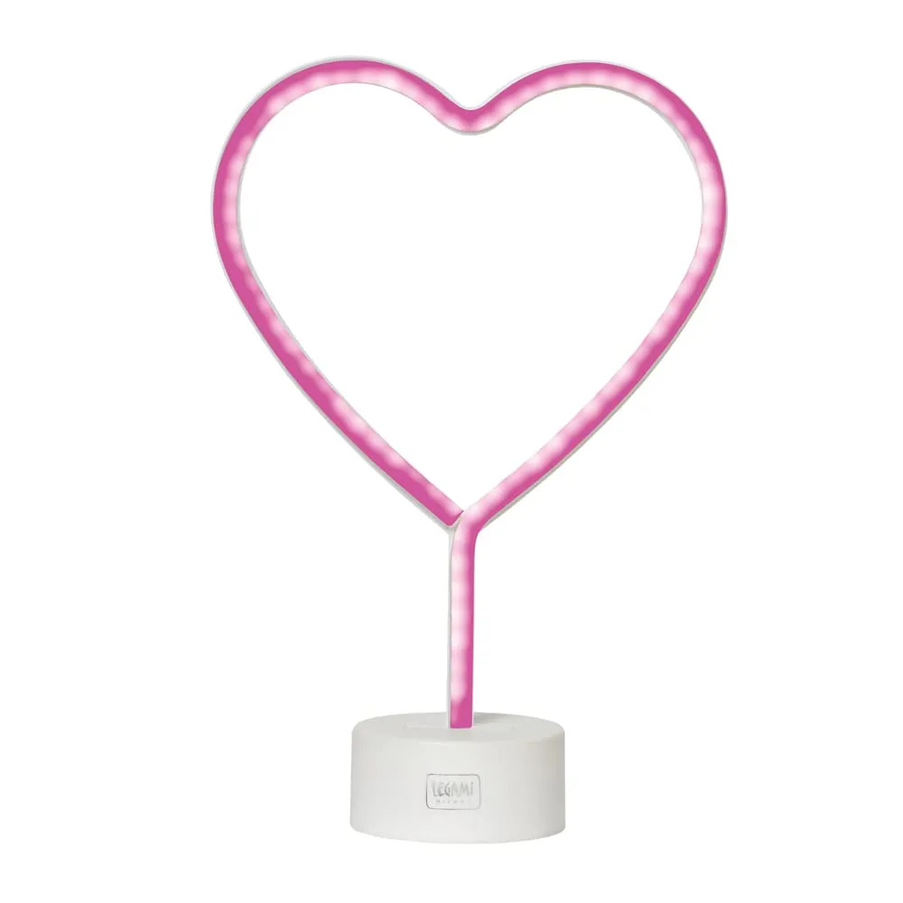 Legami - Lampada Led Effetto Neon, It's a Sign, H 30,5 cm, Tema Heart, Doppia Alimentazione, Cavo USB (Incluso) o Batterie (non Incluse), Lampada da tavolo, Luce Multicolore