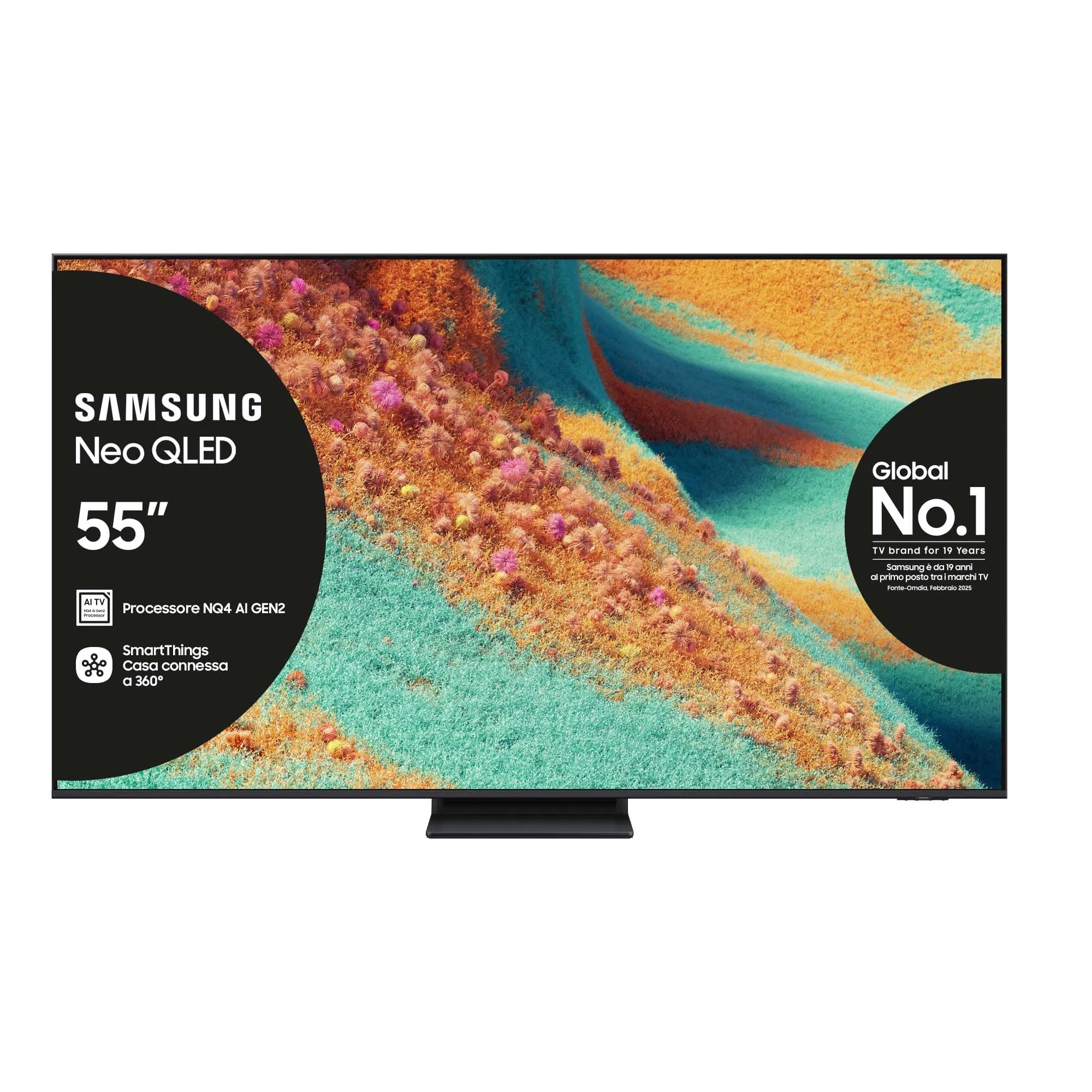 Samsung Smart TV 55'' QE55QN85FAUXZT Neo QLED 4K, NQ4 AI Gen2 Processor, 4K AI Upscaling, Dolby Atmos & OTS Lite, Simple Chamfer Design, 2025