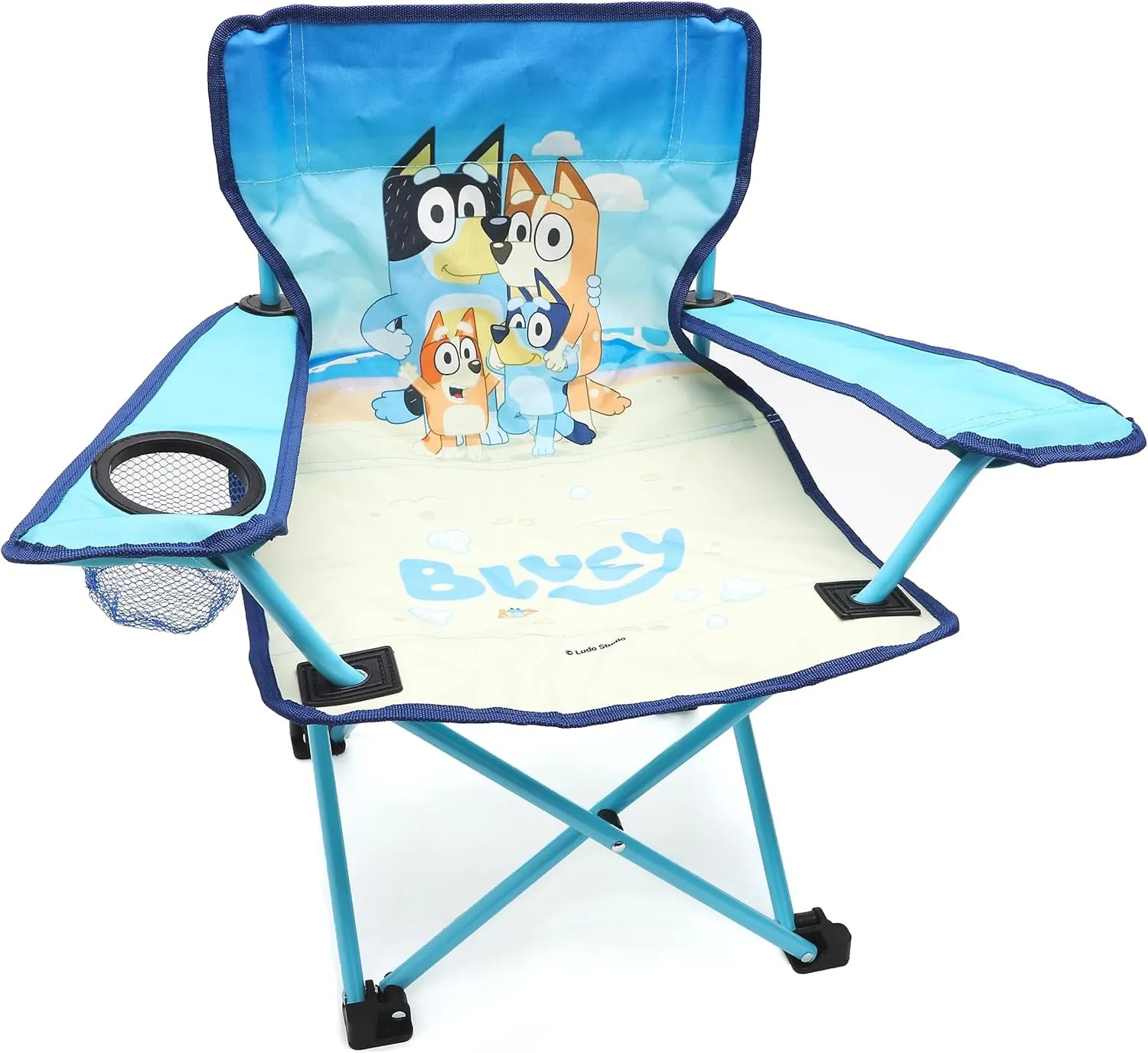 Toyland® Bluey & Bingo sedia da campeggio pieghevole per bambini con portabicchieri e borsa portaoggetti - Perfetta per gite in campeggio, spiaggia e giardino