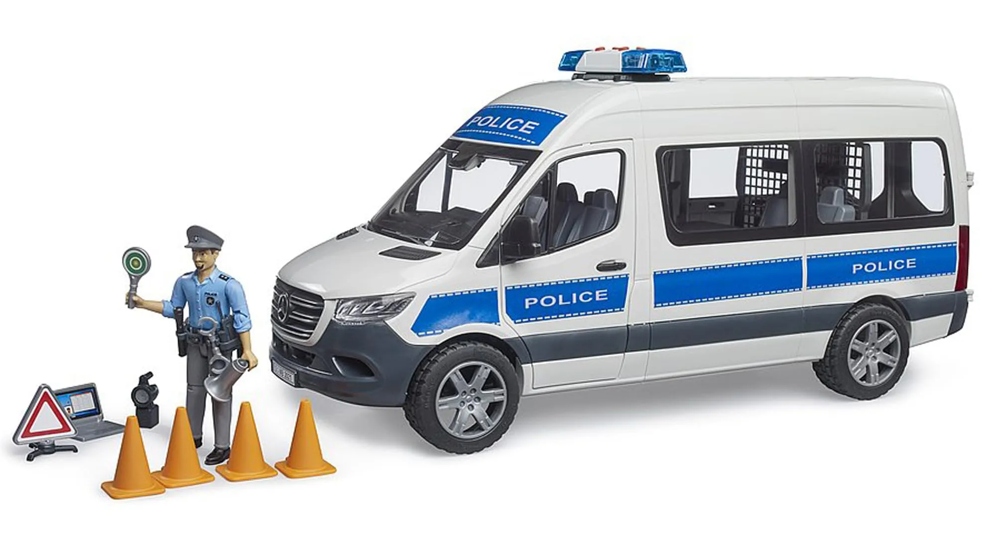 bruder 02683 - MB Sprinter veicolo di emergenza della polizia con modulo luci e suoni, poliziotto bworld - 1:16, veicolo, auto della polizia