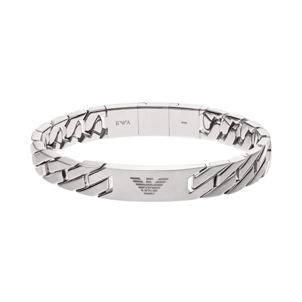 Emporio Armani Bracciale Da Uomo Heritage, 18,50 Cm +/-1,00 Cm Bracciale In Acciaio Inox Argento, EGS2435040