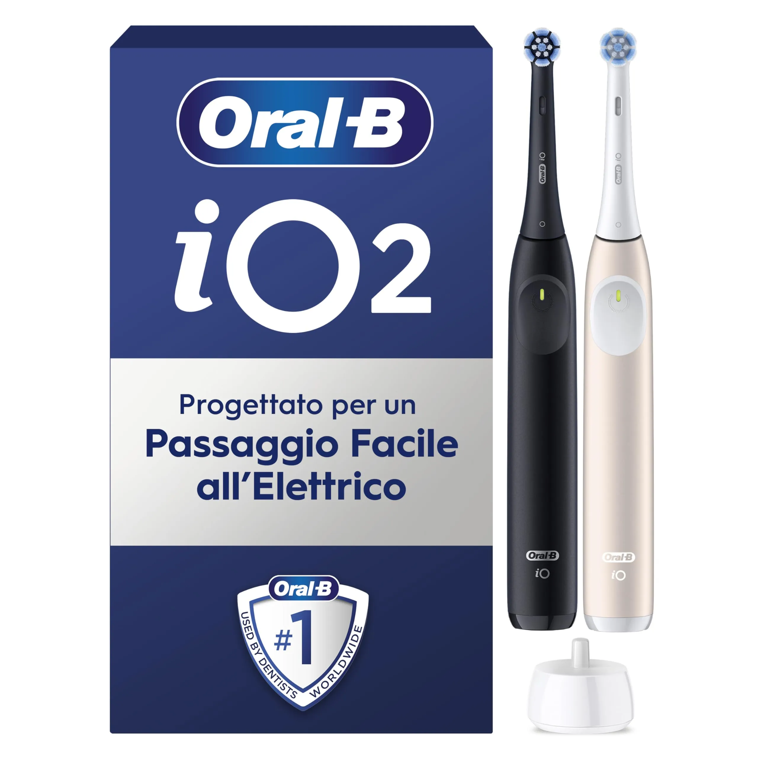 Oral-B iO 2 Spazzolino Elettrico Oral B, Nero e Rosa, 1 Testina Di Ricambio, 2 Spazzolini, Delicato sulle Gengive, Efficace sulla placca, Sensore di Pressione