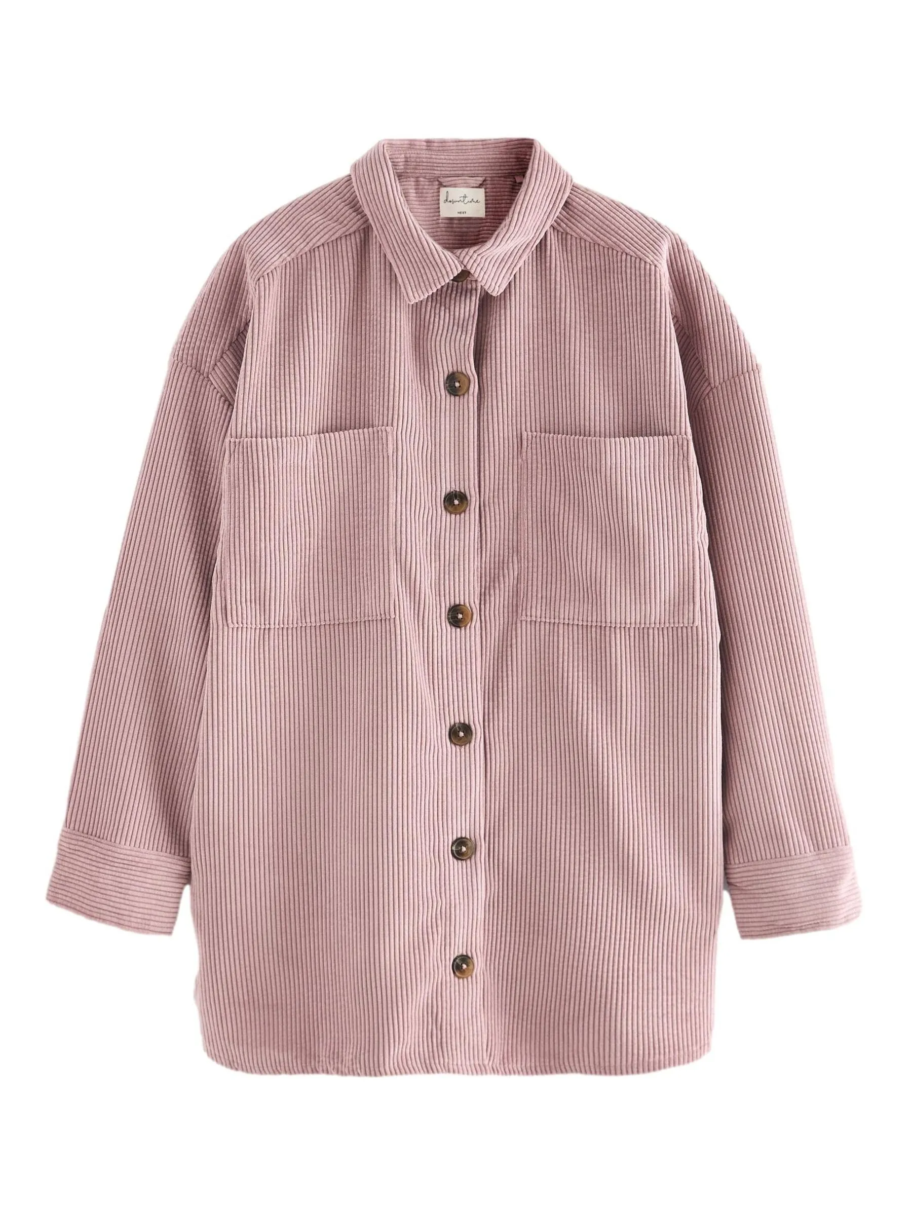 NEXT Giacca Camicia in Velluto Leggera da Donna, Shacket con Vestibilità Oversized Rosa 42