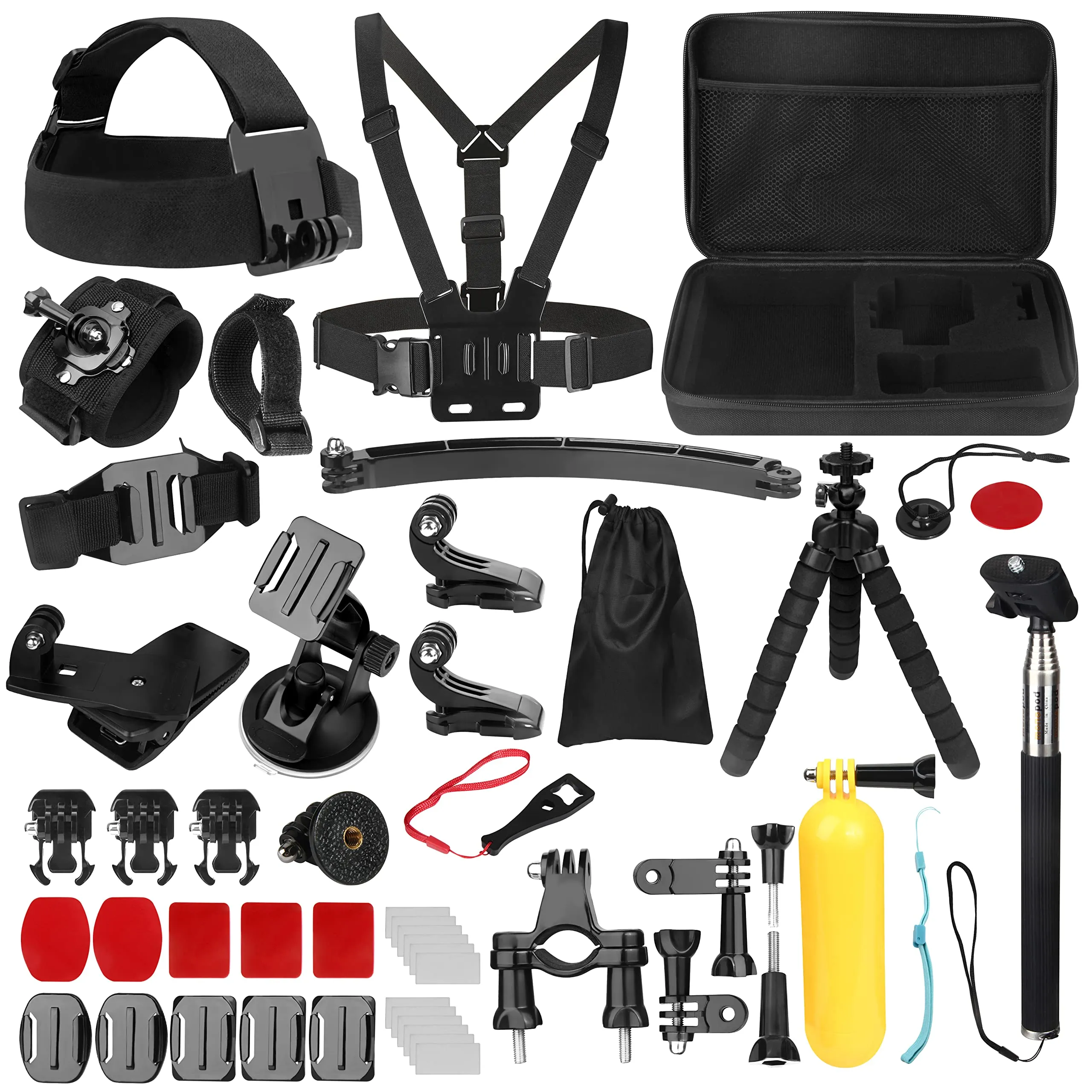 Kit Accessori per Action Cam, Bonvvie 50-in-1 Kit Accessori per Fotocamere Sportive Hero 13 12 11 10 9 8 7, Max/Fusion, SJ6000 SJ5000, Insta360, DJI Osmo Action, Campark, SJCAM, REMALI
