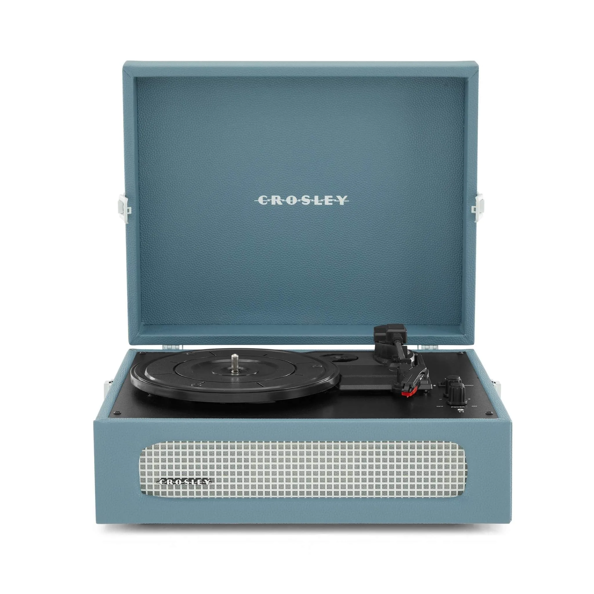 Crosley Voyager Giradischi con 2 altoparlanti, Bluetooth In & Out e AUX - Giradischi Vintage a 3 velocità - Per vinili da 7", 10" e 12" - Portatile con custodia integrata (Blu)