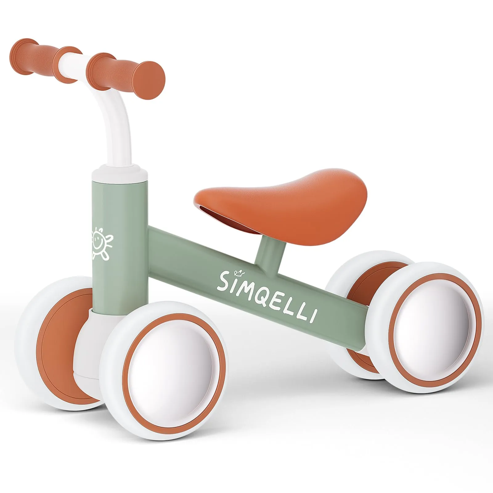 SIMQELLI Bicicletta Senza Pedali per Bambini 1 Anno (10-24 Mesi), Bicicletta di Equilibrio a 4 Ruote, Regalo di Compleanno per Bambini e Bambine (Verde)