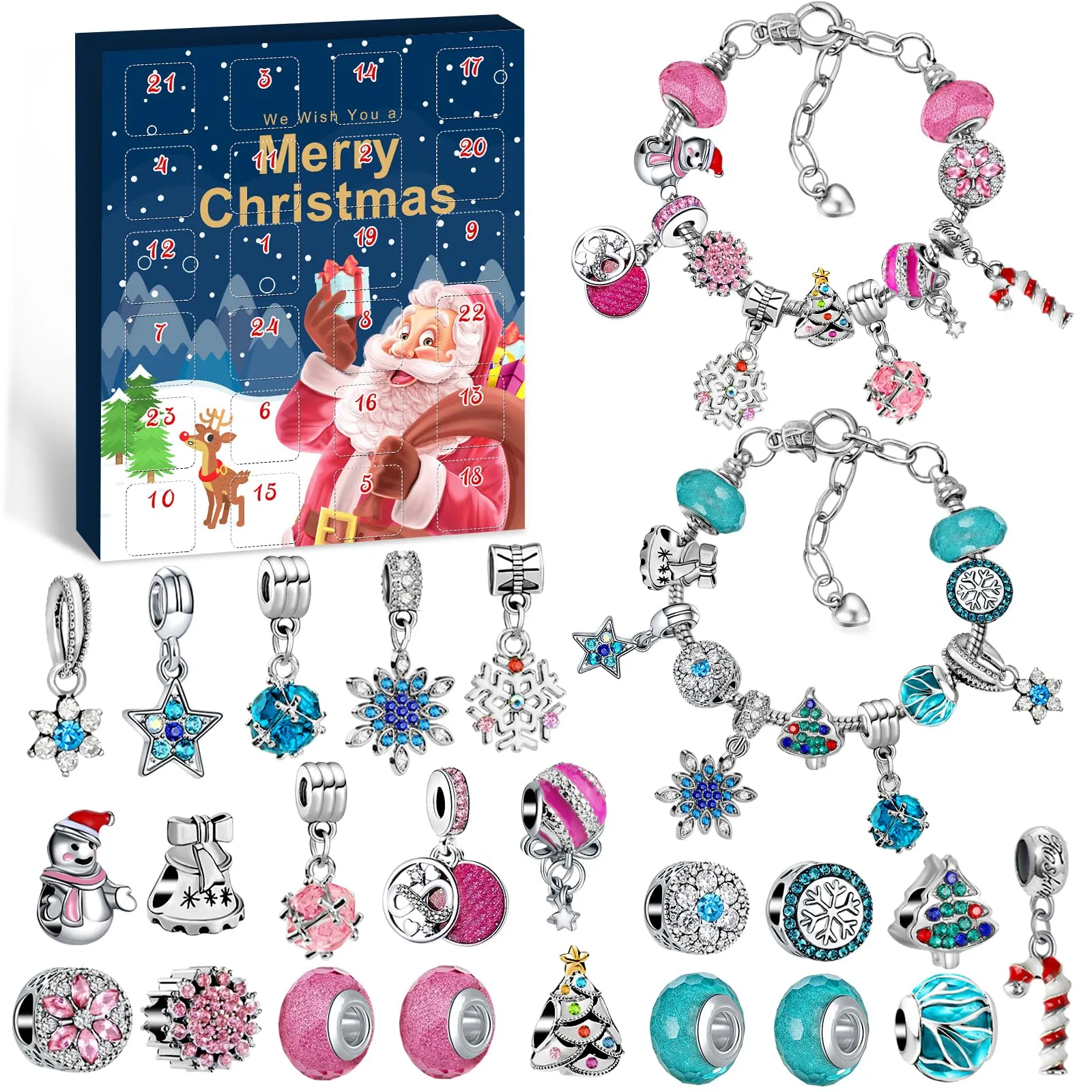WEVOL Calendario Avvento 2025 Bambina Natale Ragazze Calendario dell Avvento Kinder Fai da Te Gioielli Artigianato Regali Braccialetti con Ciondoli Regalo di Natale Ragazze 5 6 7 8 9 10 11 12 13 Anni