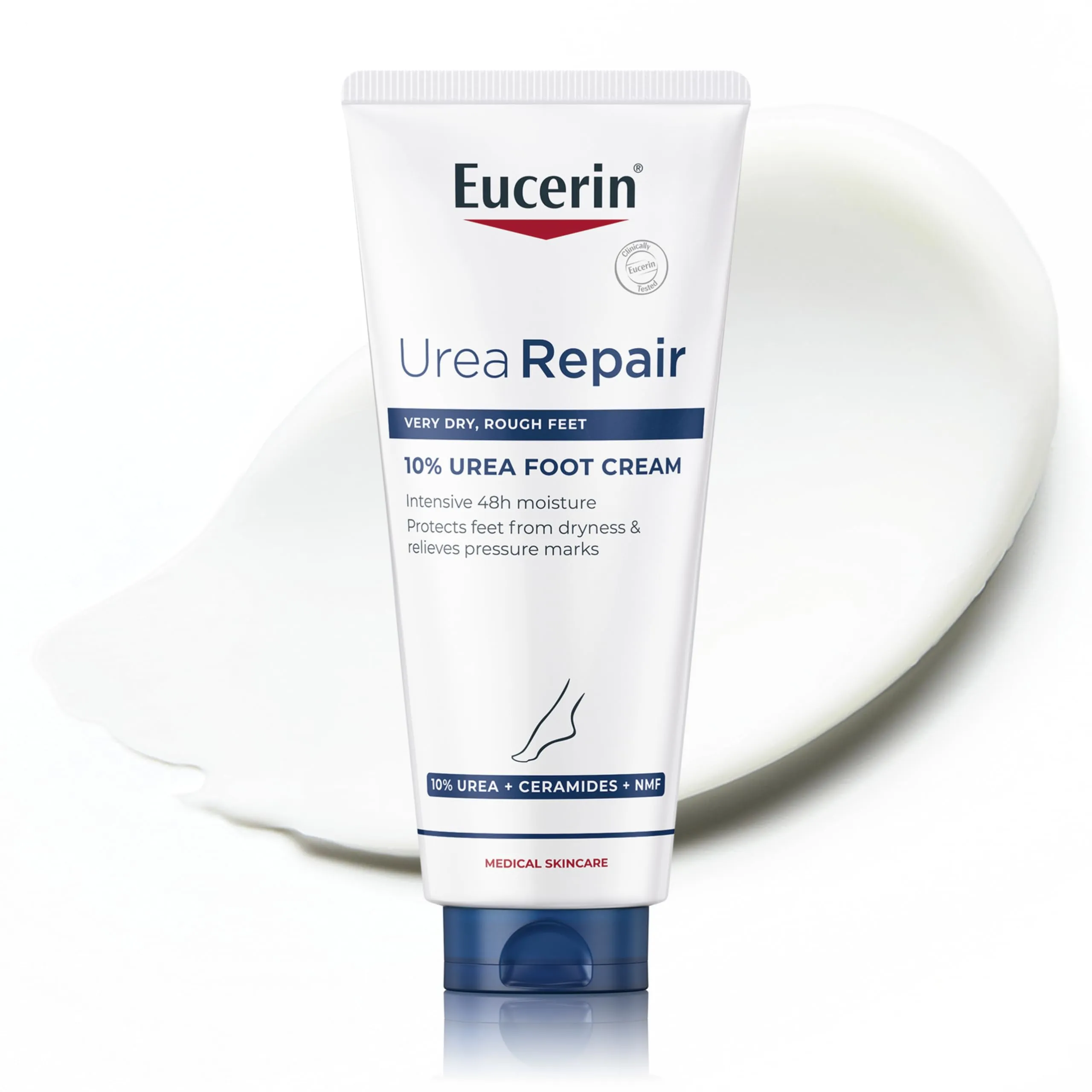 Eucerin Urea Repair Crema Piedi 10% 100 ml, Crema talloni e piedi idratante 48h, Formula con 10% Urea e Ceramidi per un sollievo immediato dalla pressione dei calli pelle secca e screpolata