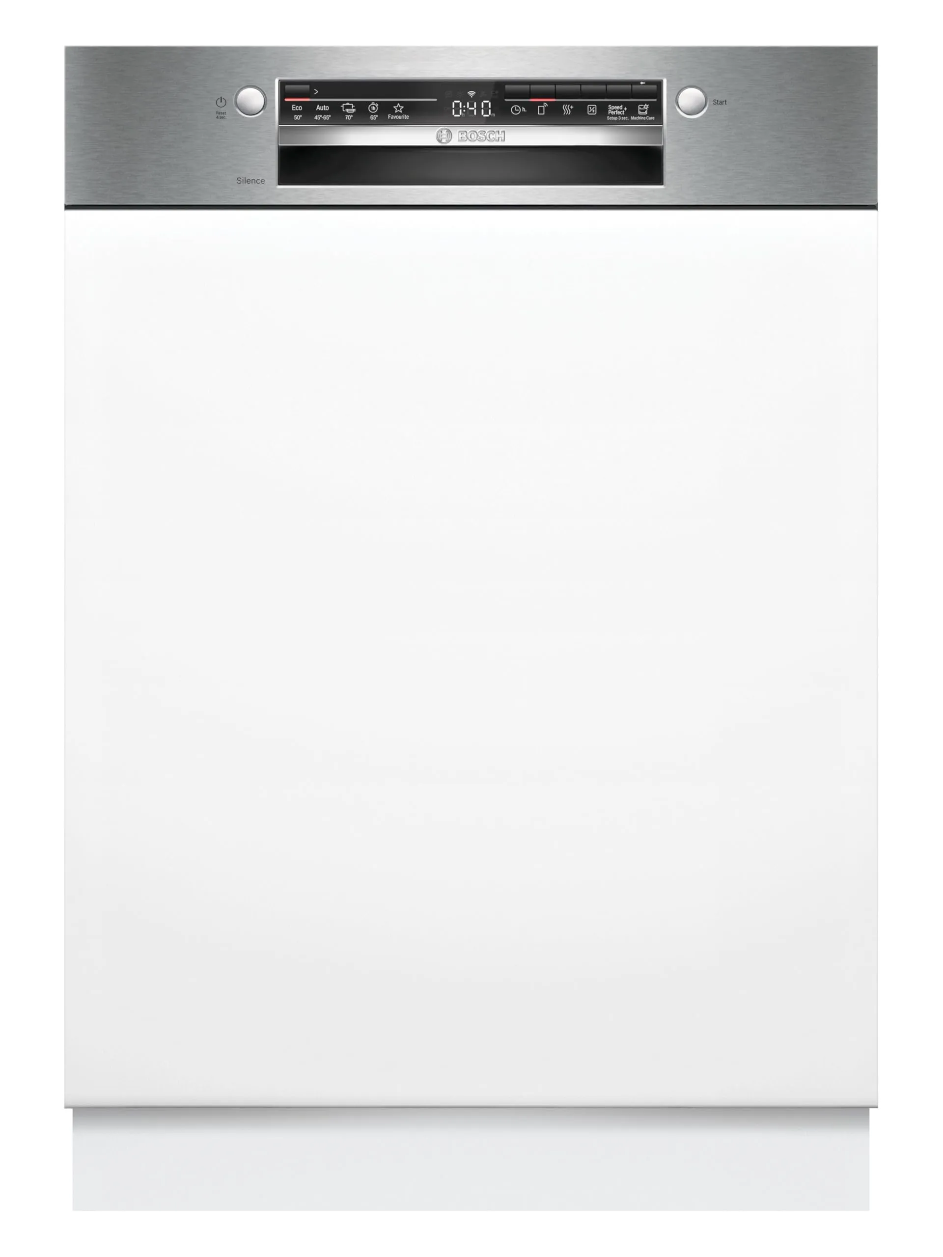 Bosch SMI2HTS06E Serie 2, Lavastoviglie Smart da incasso con frontalino, 13 coperti, Cestelli personalizzabili, Motore EcoSilence Drive, Acciaio spazzolato, 60 cm.