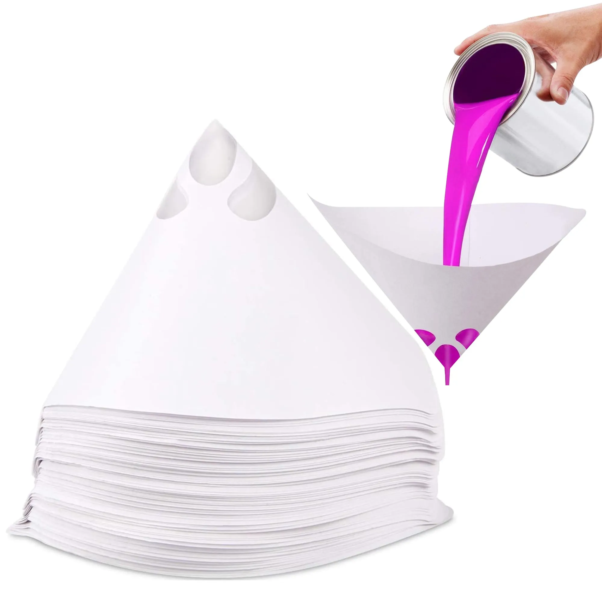 Filtro per vernice, filtro per vernice, 120 pezzi, in carta conica, accessori per verniciatura, filtro di carta usa e getta, 100 filtri a rete per vernice auto, filtro per vernice, accessori
