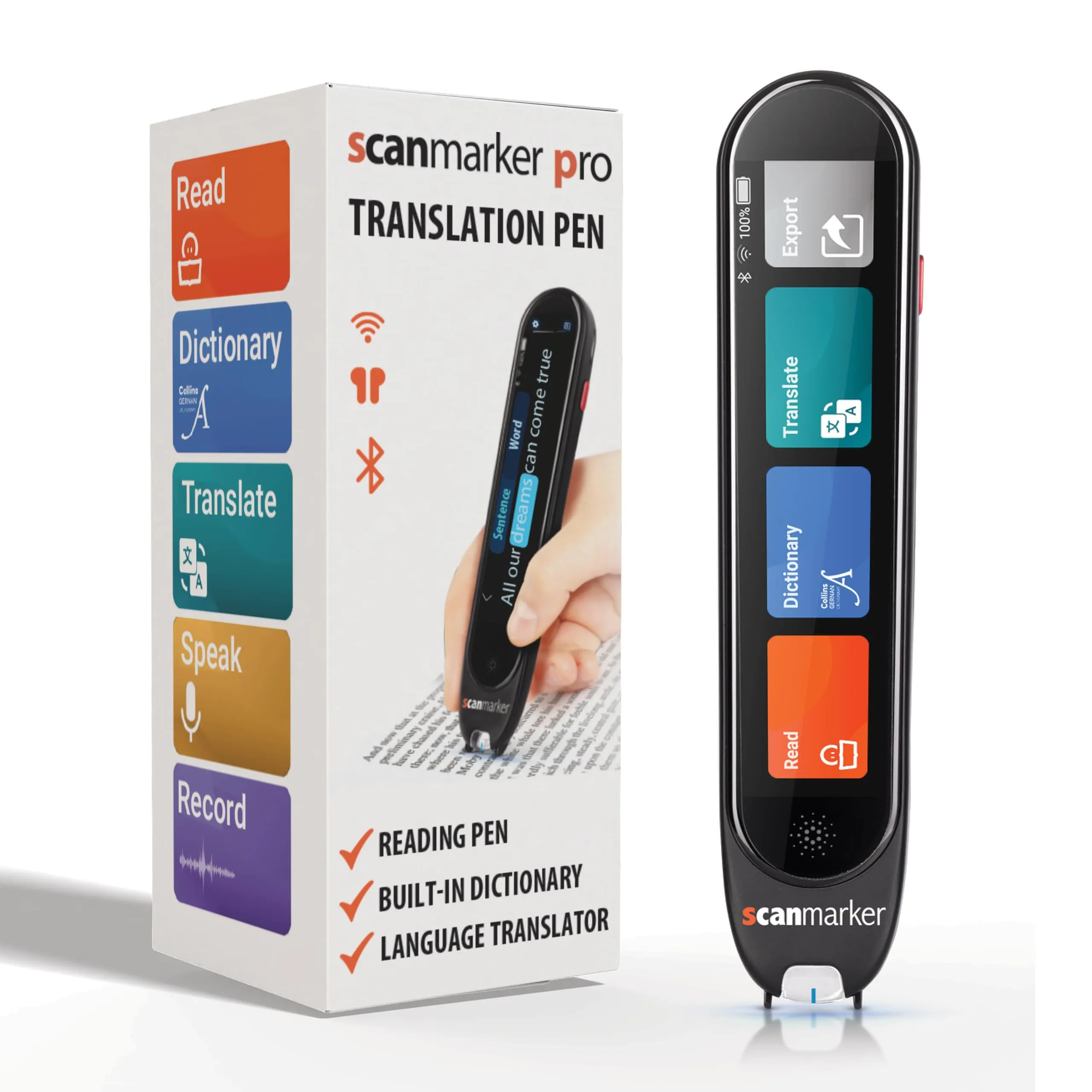 Scanmarker Pro | Penna Traduttore Multilingue e Penna di Lettura Autonoma | Penna Scanner per Dislessia e Supporto nell'Apprendimento delle Lingue