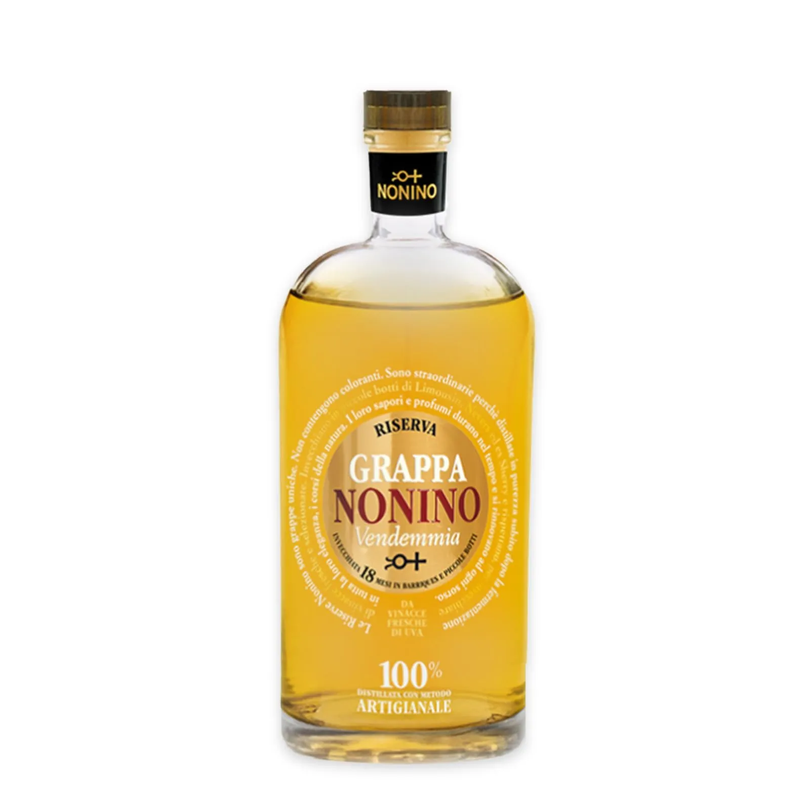 Distillerie Nonino, Grappa Nonino Vendemmia, Invecchiata 18 Mesi in Barriques, Distillazione Artigianale, 41% vol - Bottiglia in vetro da 700 ml