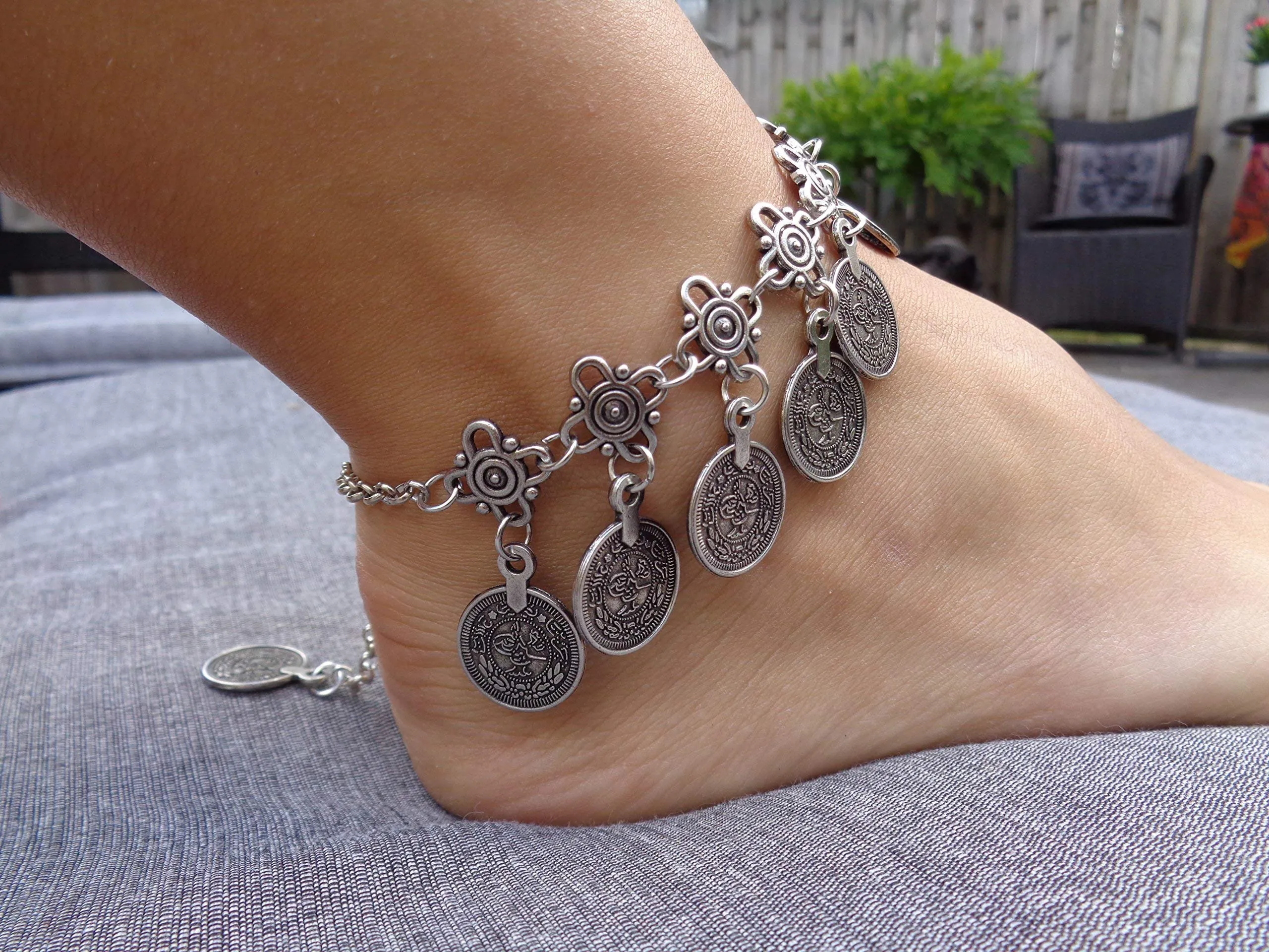 HIPPIE BOHEMIAN ETHNO CHAIN CON CATENA A PIEDI Fasce con ciondoli rotondi
