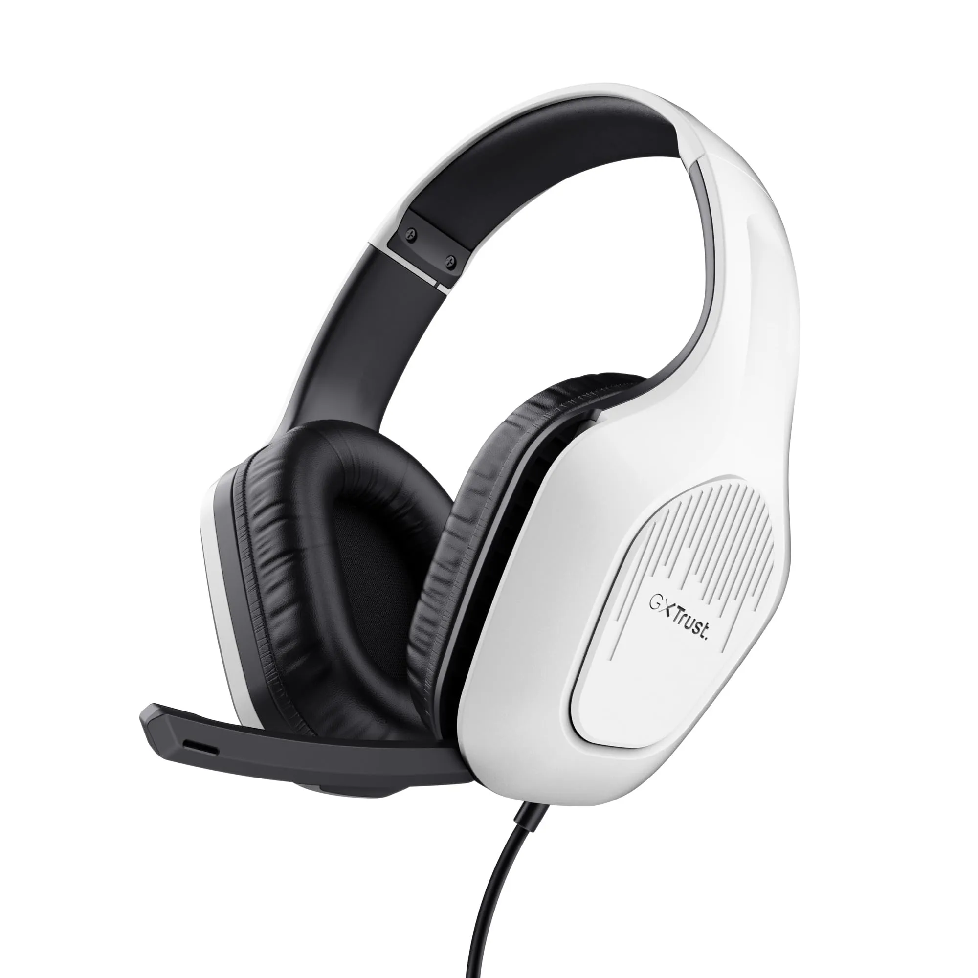 Trust Gaming GXT 418W Rayne Cuffie Gaming Leggere per PC Xbox PS4 PS5 Switch Mobile, Driver da 50 mm, Jack Audio 3.5 mm, Cavo 2m, Cuffie con Microfono Over-Ear, Bianco