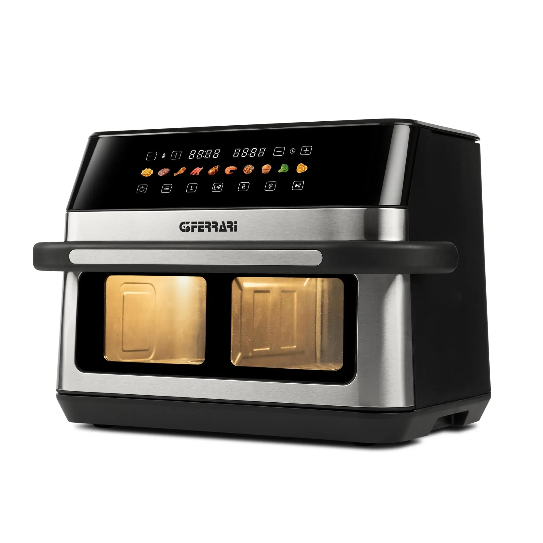 G3 Ferrari G10223 Friggitrice ad Aria, "Friggisano 6+6", 2200 W, 12 Lt, 10 Programmi, Display a Colori, Funzione Essiccatore, Luce Interna, Contenitore e Vassoio Antiaderenti, Ricettario Incluso