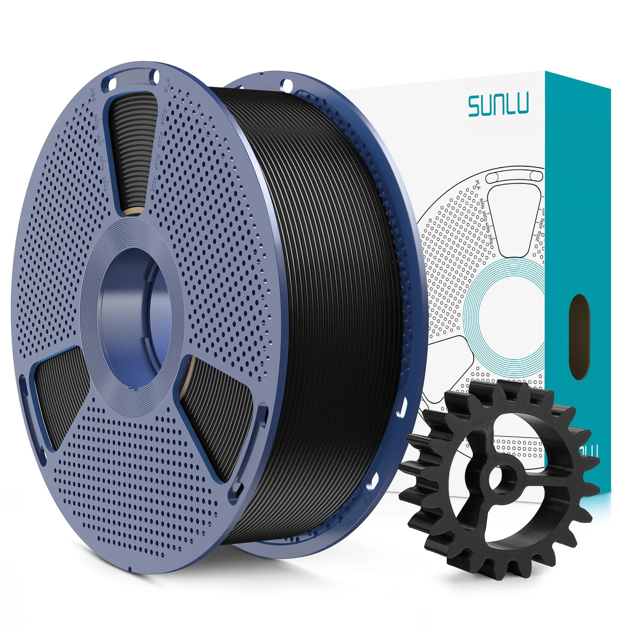 SUNLU PLA+2.0 Filamento per stampante 3D, Filamento PLA Plus di Aggiornamento, Filamento 3D ad alta resistenza, Precisione dimensionale +/- 0.02 mm, Bobina da 1kg (2.2LBS), Nero
