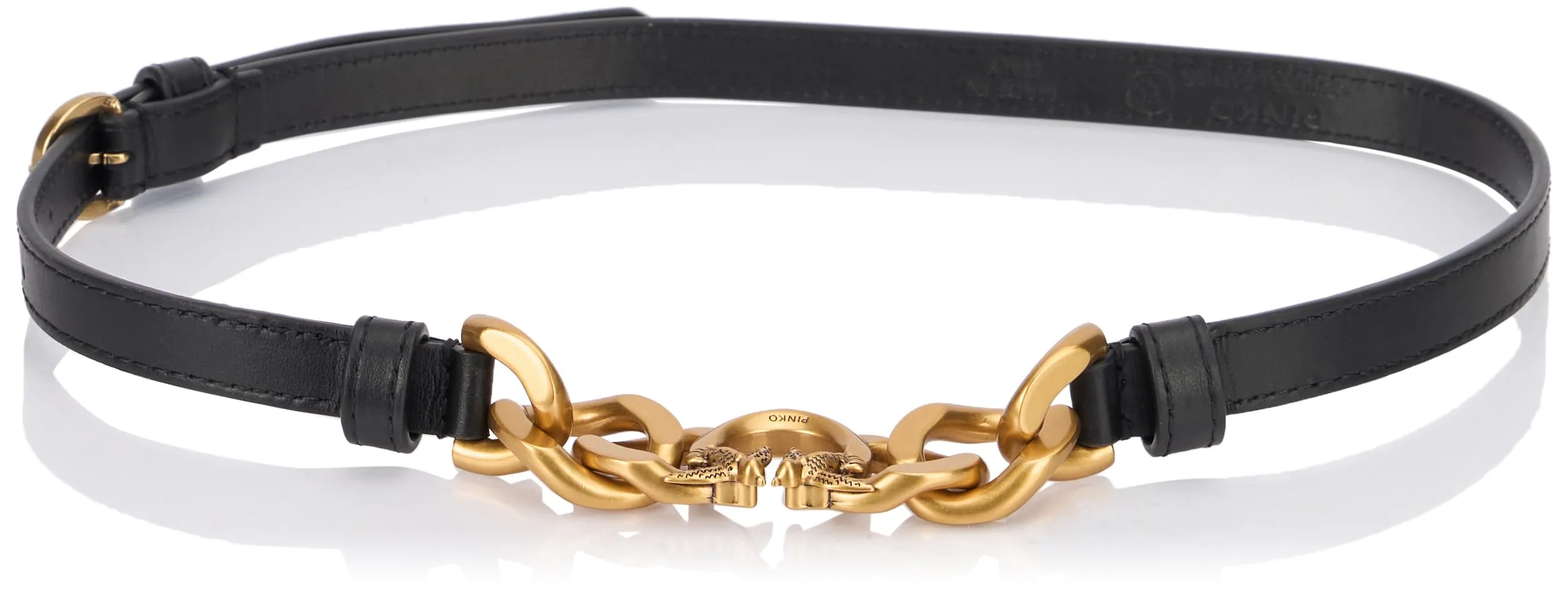 Pinko Love Night Chain H1 BELT Cuoio Cintura, Z99Q_Nero-Antique Gold, L Donna