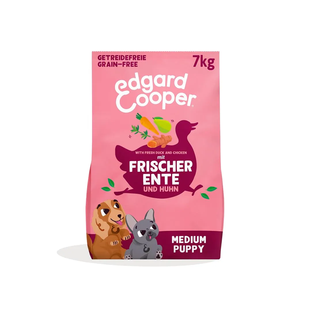 Edgard & Cooper cibo per cuccioli, cibo secco per cani (anatra e pollo, 7 kg), cibo per cani secco, senza cereali, ingredienti naturali e carne fresca, pieno di aminoacidi essenziali