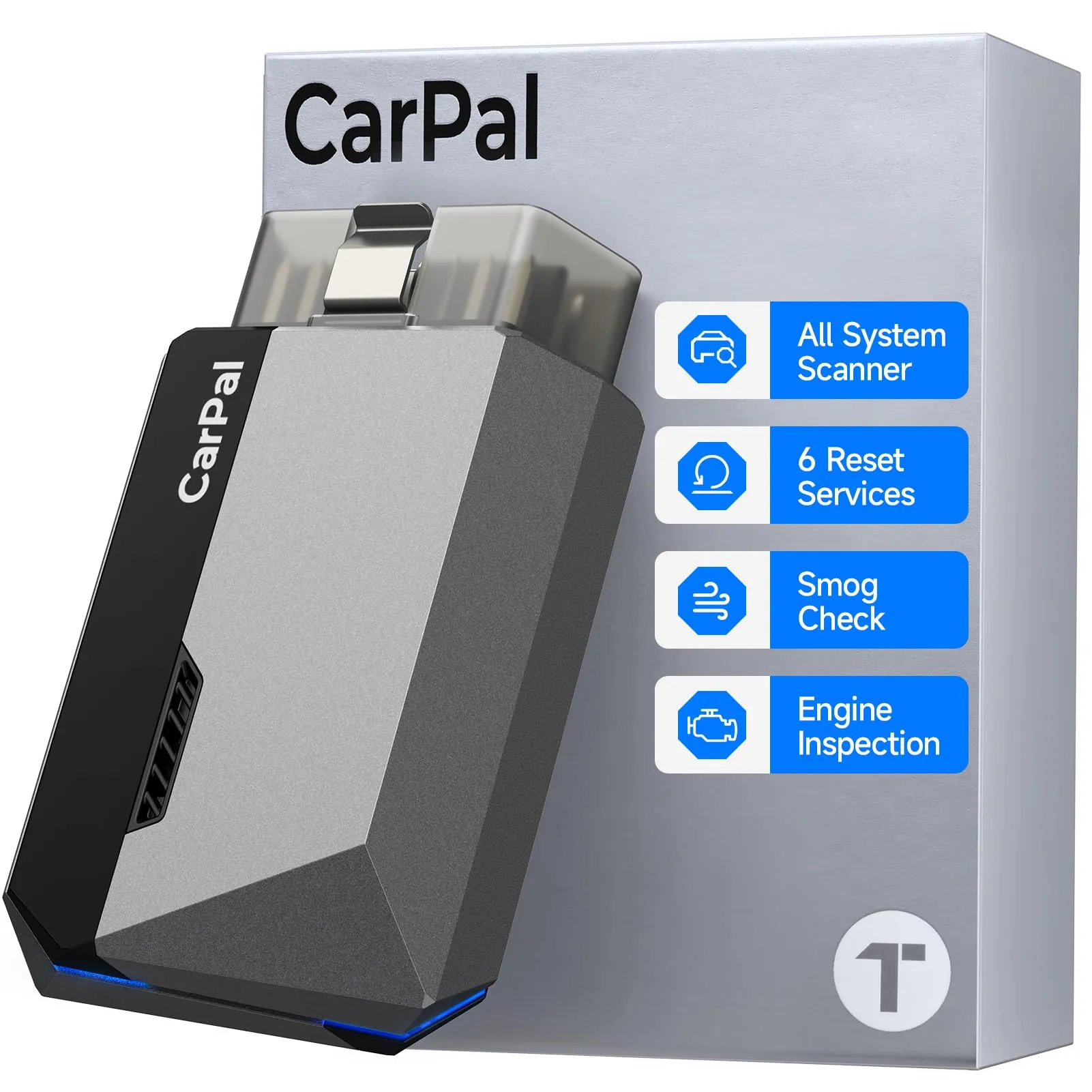 TOPDON CarPal-A Obd2 auto diagnostica, diagnosi auto bluetooth per iOS e Android, per Sistema Completo, 6 Funzioni di Reset, controllo smog, guida di riparazione