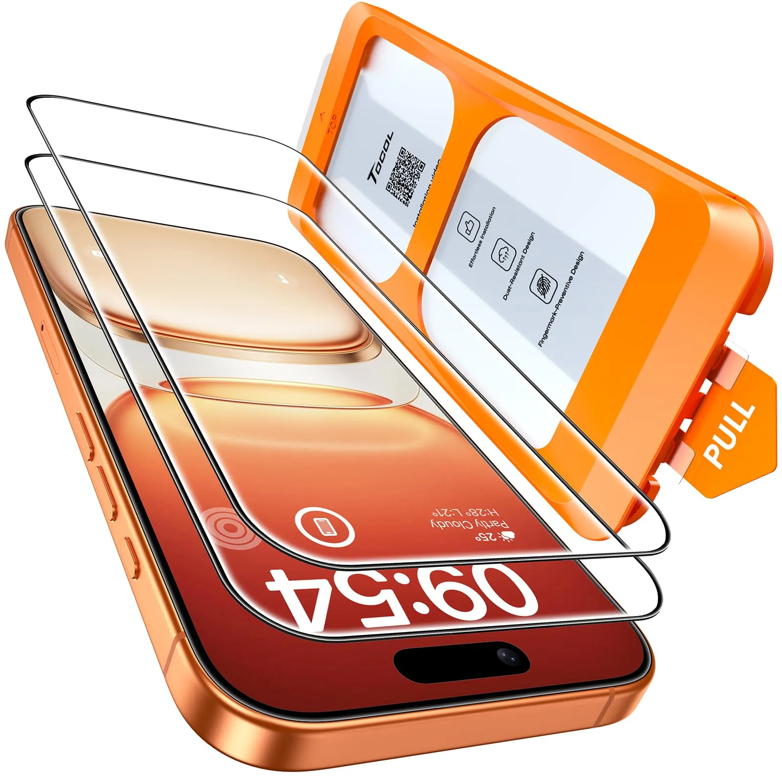 TOCOL 2 Pezzi Pellicola Protettiva per iPhone 16 Pro Max 6,9 Pollici, Rimozione Automatica Della Polvere, Installazione Rapida, Copertura Completa, Senza Bolle, Durezza 9H Vetro