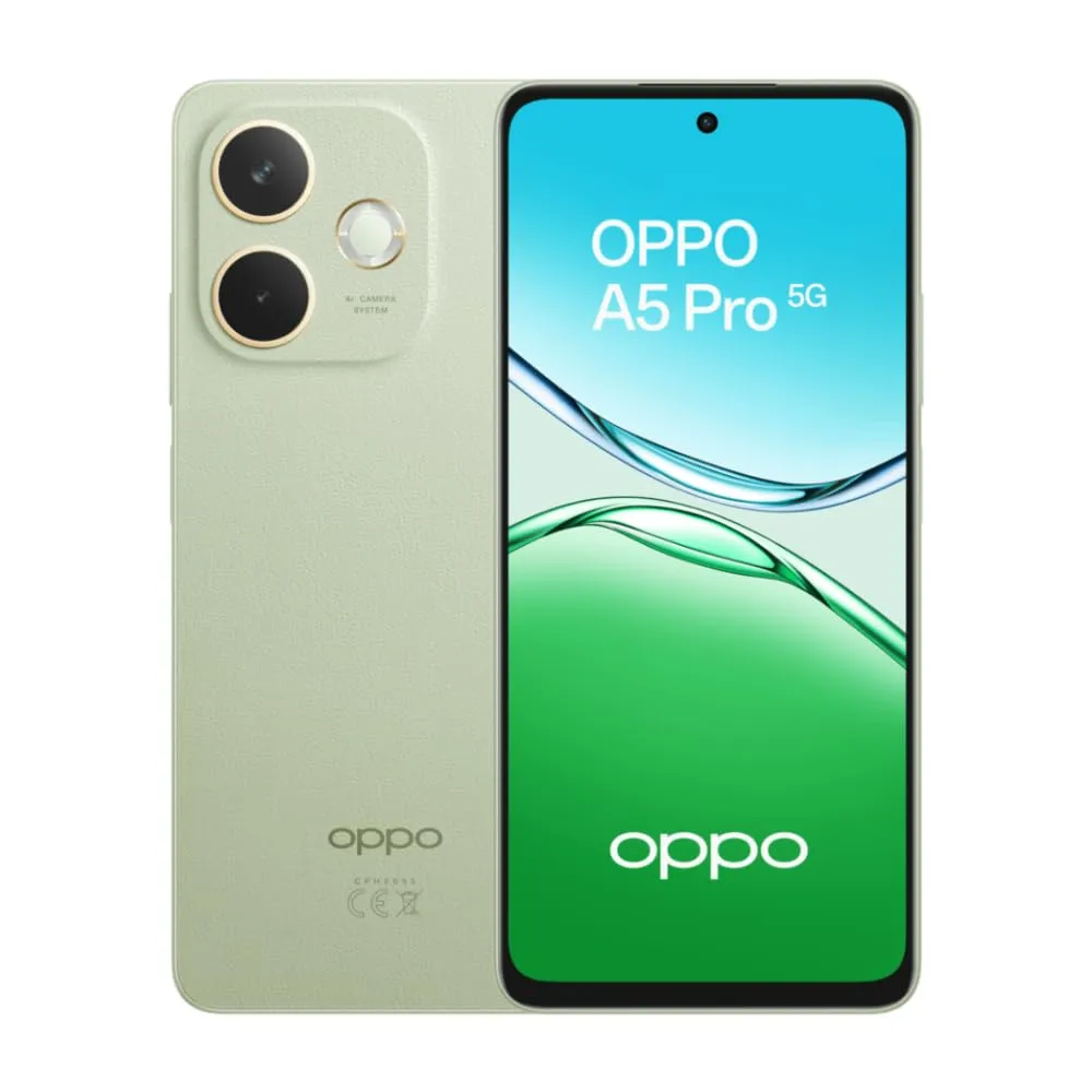 OPPO A5 Pro 5G Smartphone, Foto AI 50MP, Frontale 8MP, Display 6.67” 120HZ LCD HD+, 5800mAh, RAM 8(Esp4GB/6GB/8GB)+ROM 256GB (esp1TB), IP69, Olive Green