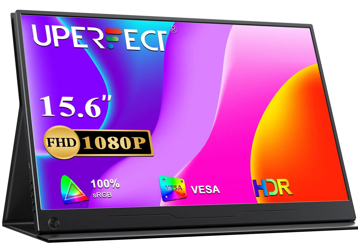 UPERFECT Monitor Portatile 15,6 Pollici FHD 1080P Schermo IPS Opaco con Standard HDMI Type-C, Compatibile con VESA, Secondo Display per Laptop/PC/Telefono/Switch/Xbo, con Copertura Intelligente