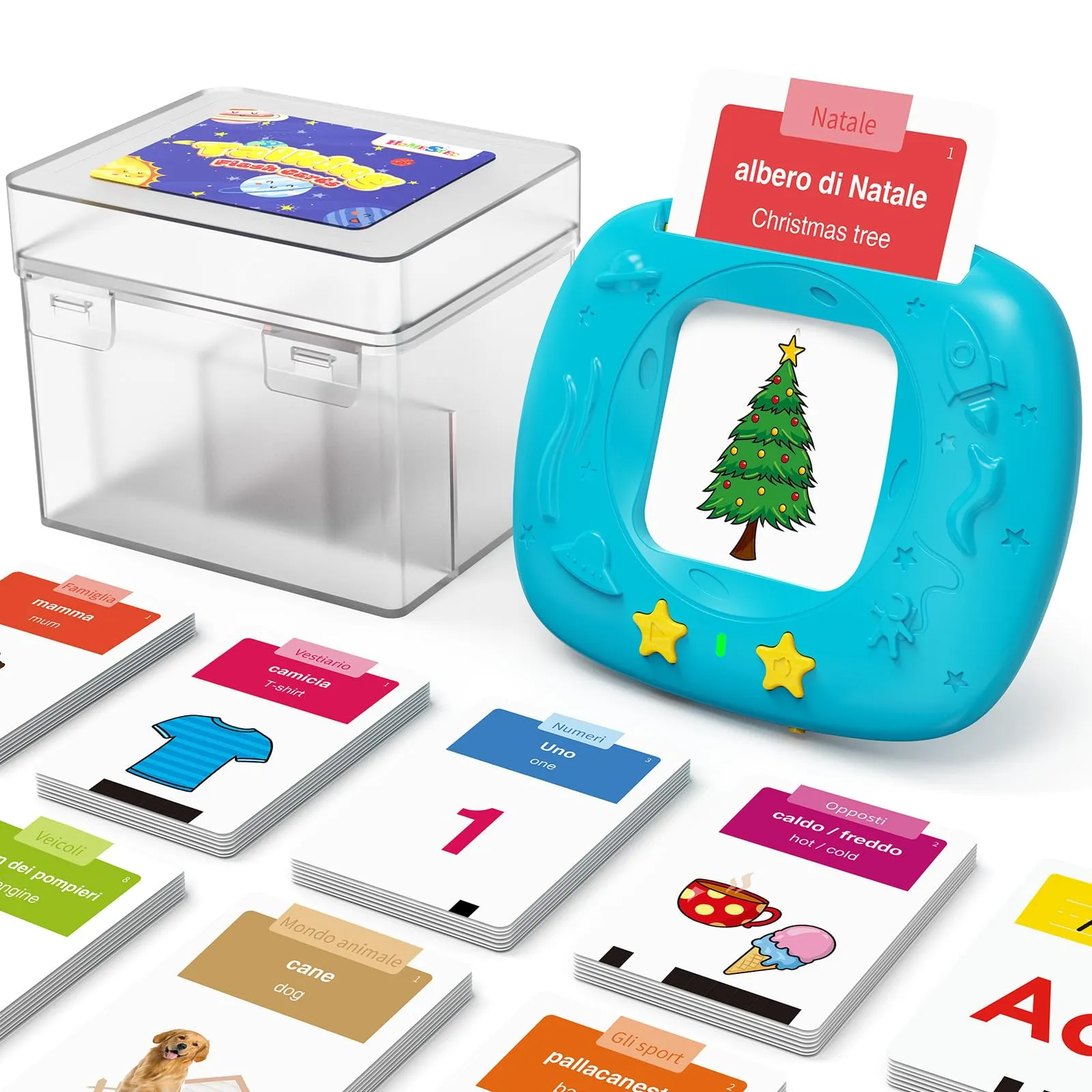 Giochi Bambini 2 Anni, Giochi Montessori, Flashcard in Italiano con 288 Parole, Amico Vocabolo Gioco Viene Fornito con 144 Carte,Regali e Giocattoli per Ragazze e Ragazzi dai 2 Anni in Su,blu