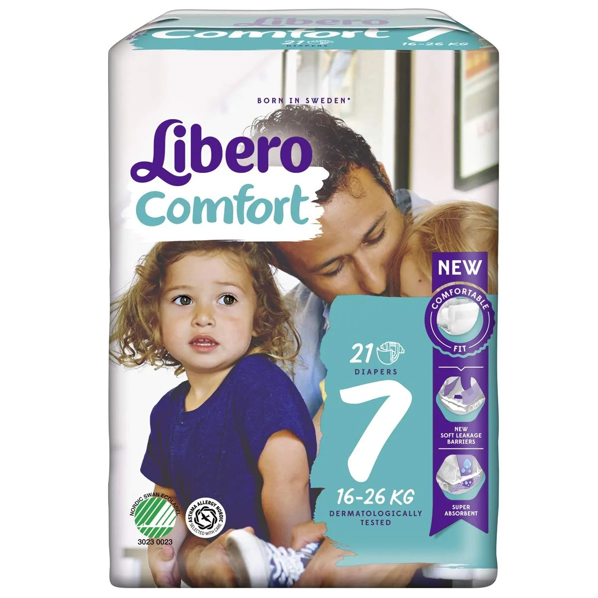 Essity Pannolini Per Bambini Libero Comfort 7, 16-26 Kg, Confezione Da 21 Pezzi