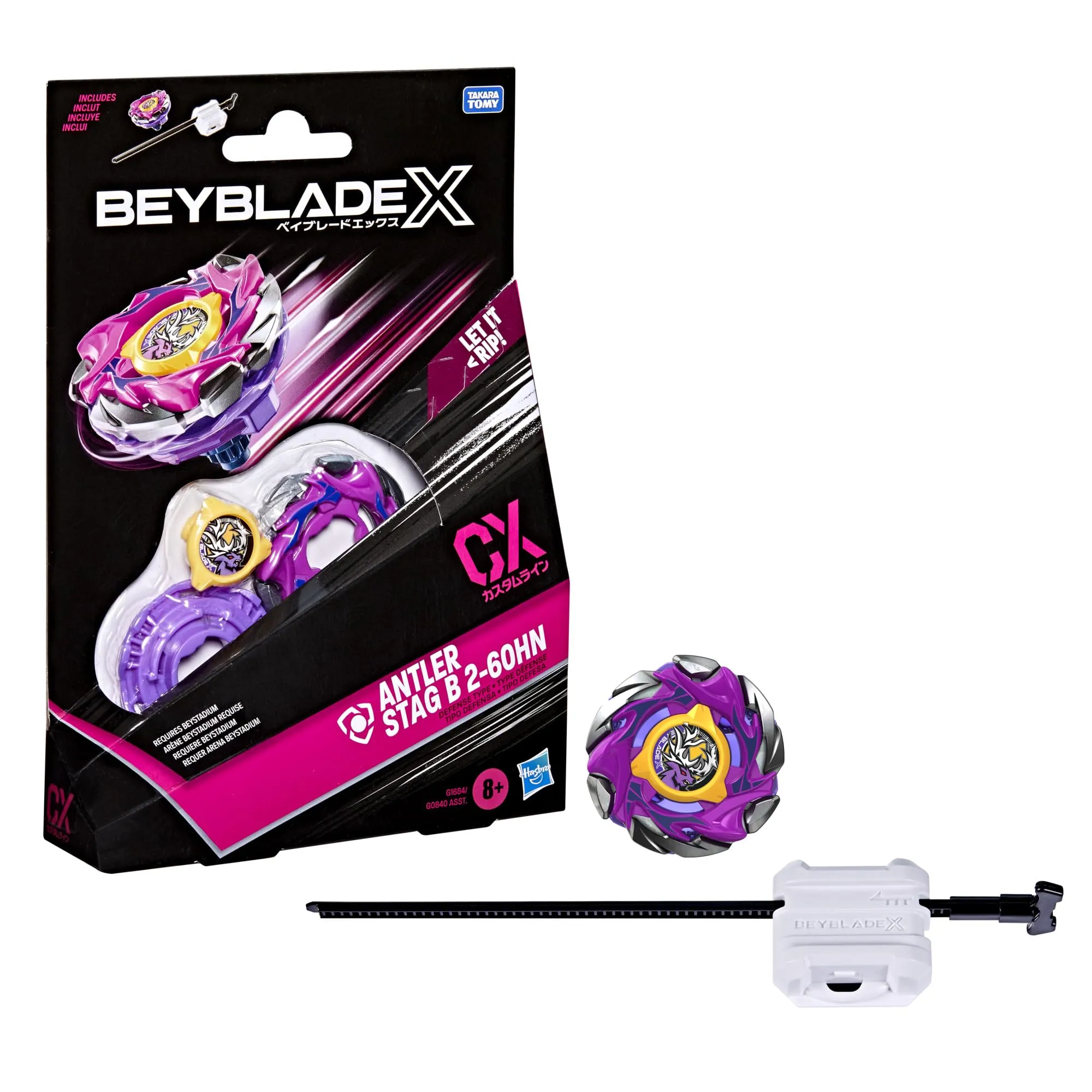 Hasbro Beyblade X, Set Starter Pack Antler Stag B 2-60HN CX con Trottola e Lanciatore