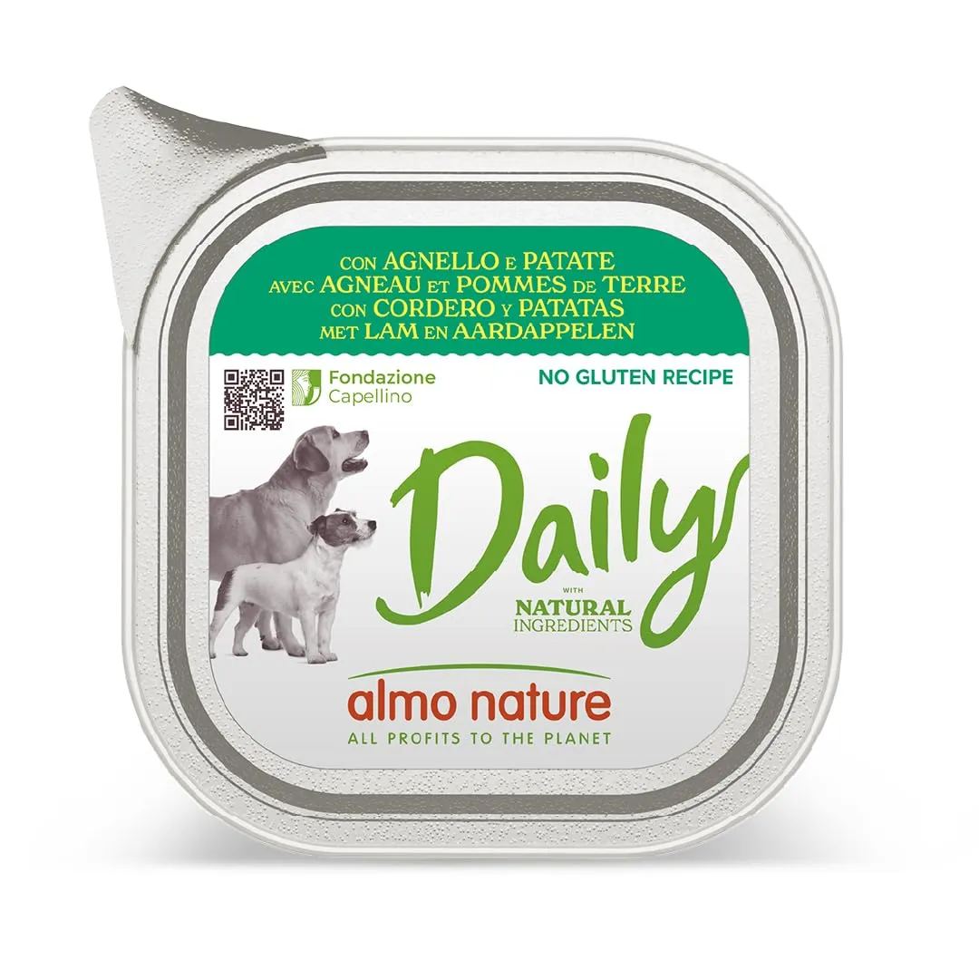almo nature Daily, Alimento Umido per Cani Adulti con Agnello e Patate - Confezione da 3.2 kg (32 x 100 g)
