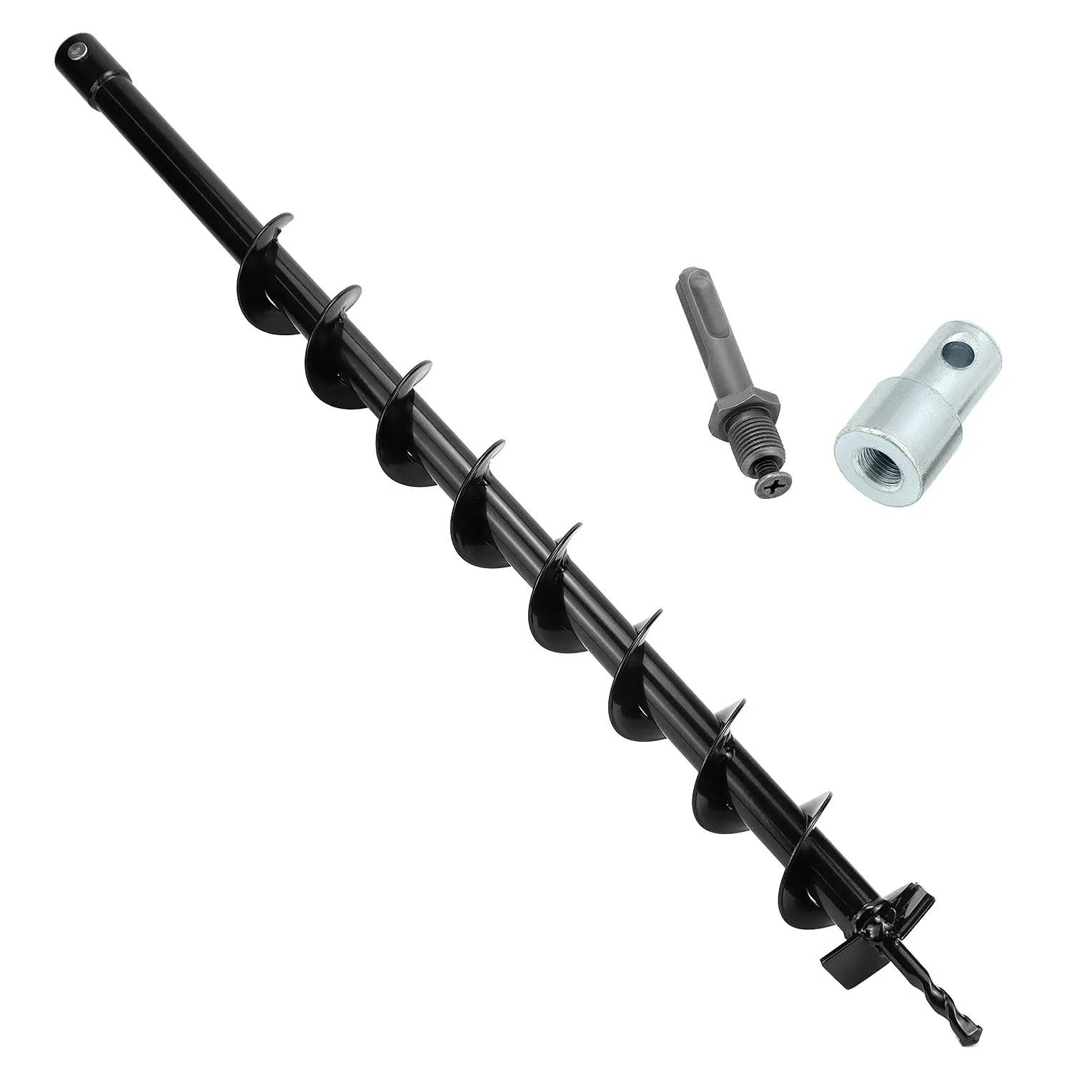 QWORK Trapano a terra, diametro 60 mm, per trapano con adattatore, 80 cm di lunghezza, per fori e piantagioni di alberi