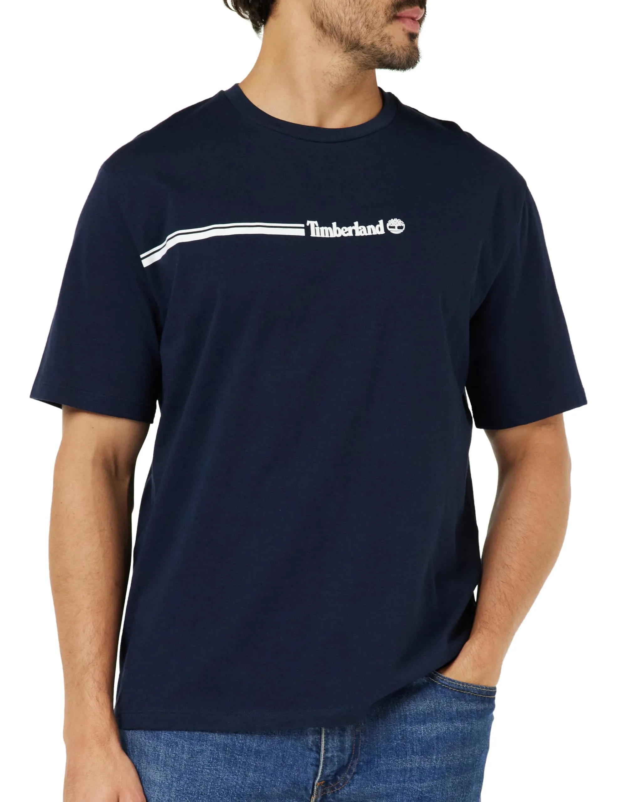 Timberland Short Sleeve Tee 3 Tier3 T-Shirt, Dark Sapphire, L Uomo
