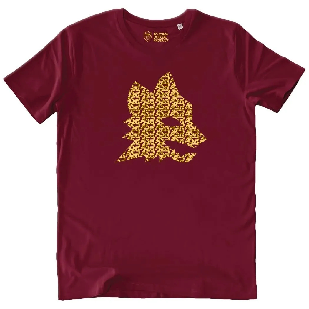 AS Roma T-Shirt Lupetto Stampato, Adulto, Rossa, L
