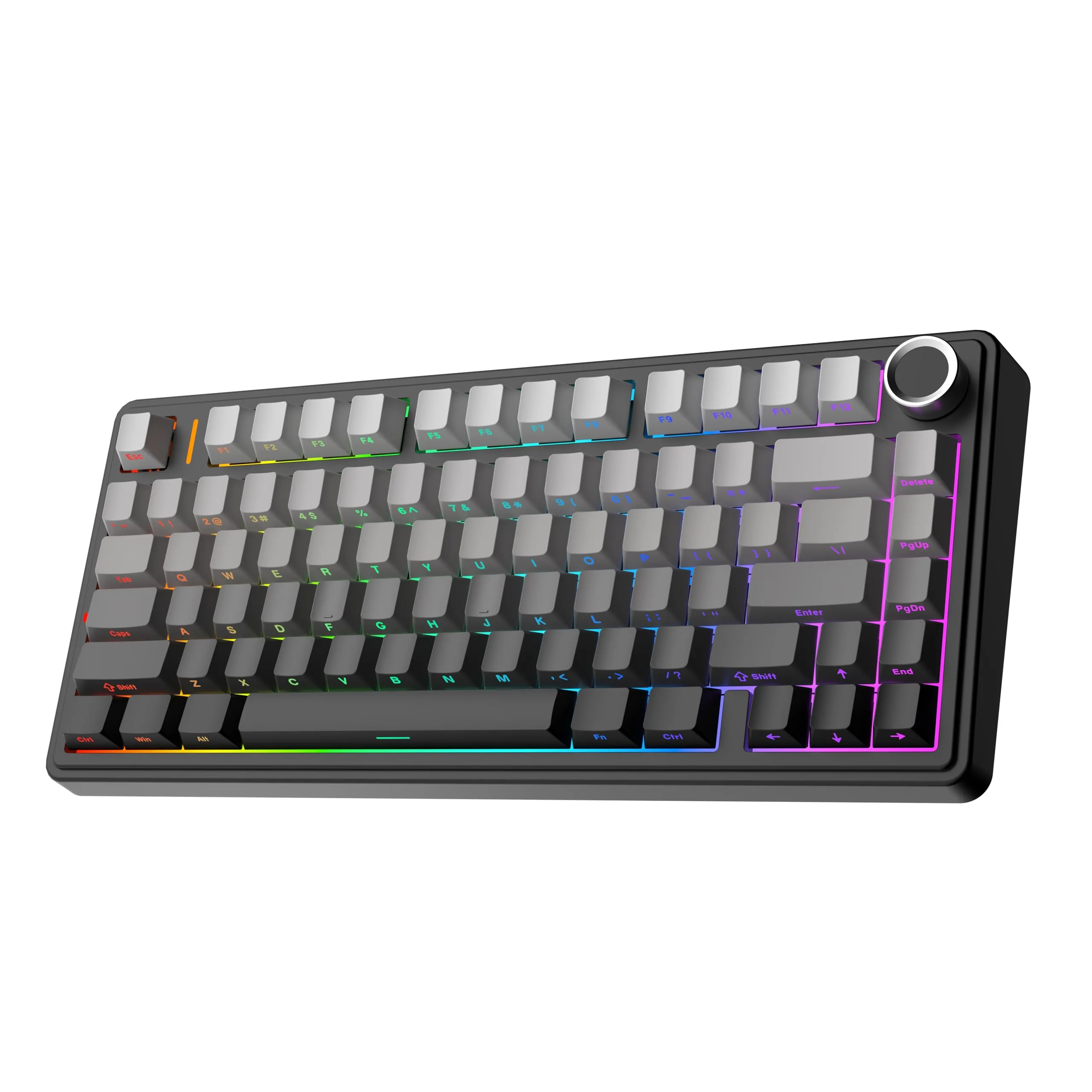 EPOMAKER x Aula F75 Gasket Tastiera Meccanica al 75%, wireless/Bluetooth/USB-C, con cinque strati di pad, manopola, RGB, batteria, NKRO (Black Ombre, LEOBOG Reaper Switch)