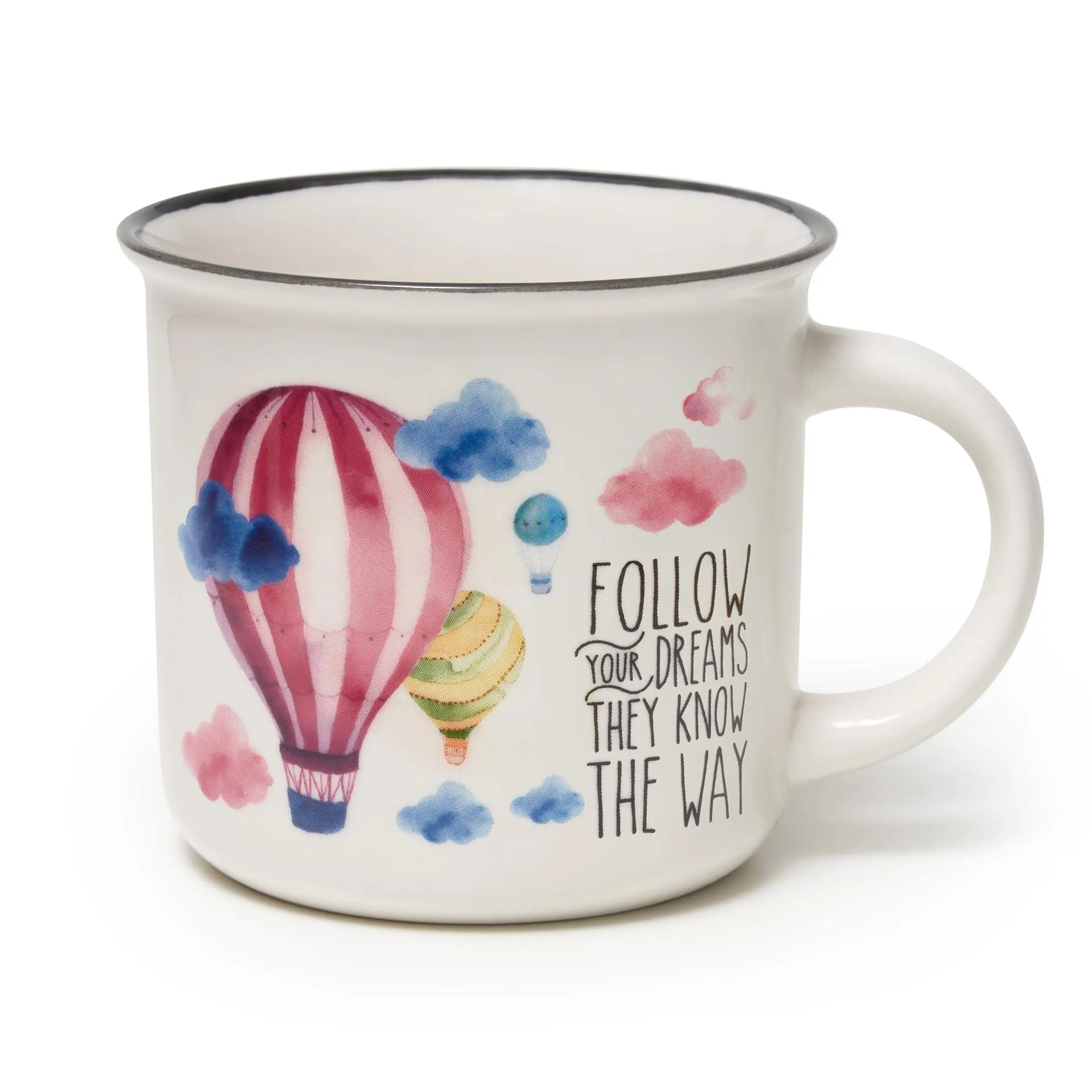 Legami - Cup Puccino, Tazza in Porcellana New Bone China, Tema Air Ballon, Take a Break Collection, Capacità 350 ml, Lavabile in Lavastoviglie, Utilizzabile in Microonde
