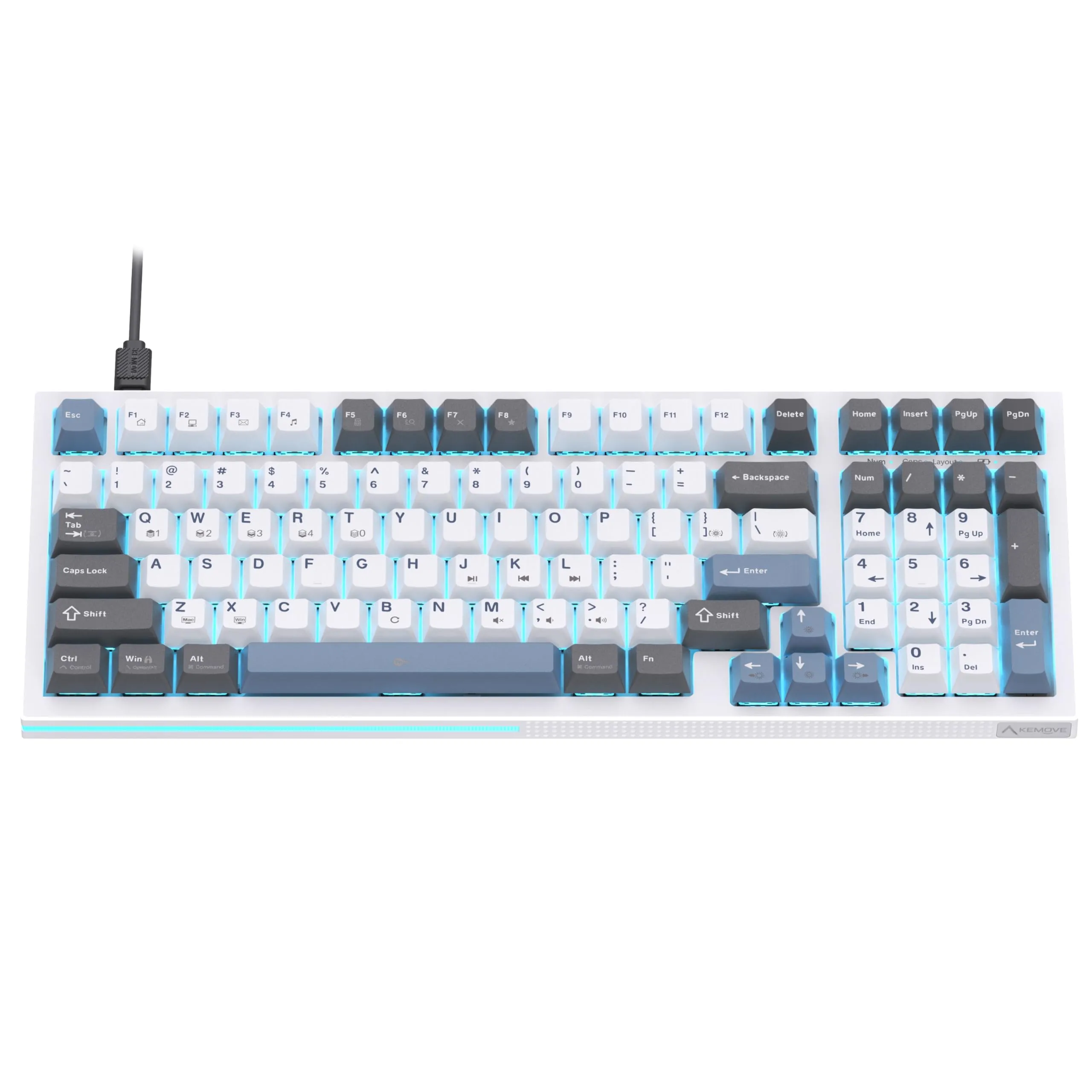 KEMOVE K98SE Tastiera Gaming Meccanica, Tastiera per Computer Retroilluminata a LED a 98 Tasti, Tastiera Cablata con Layout QWERTY al 96% USA, Interruttore Rosso Pre-lubrificato