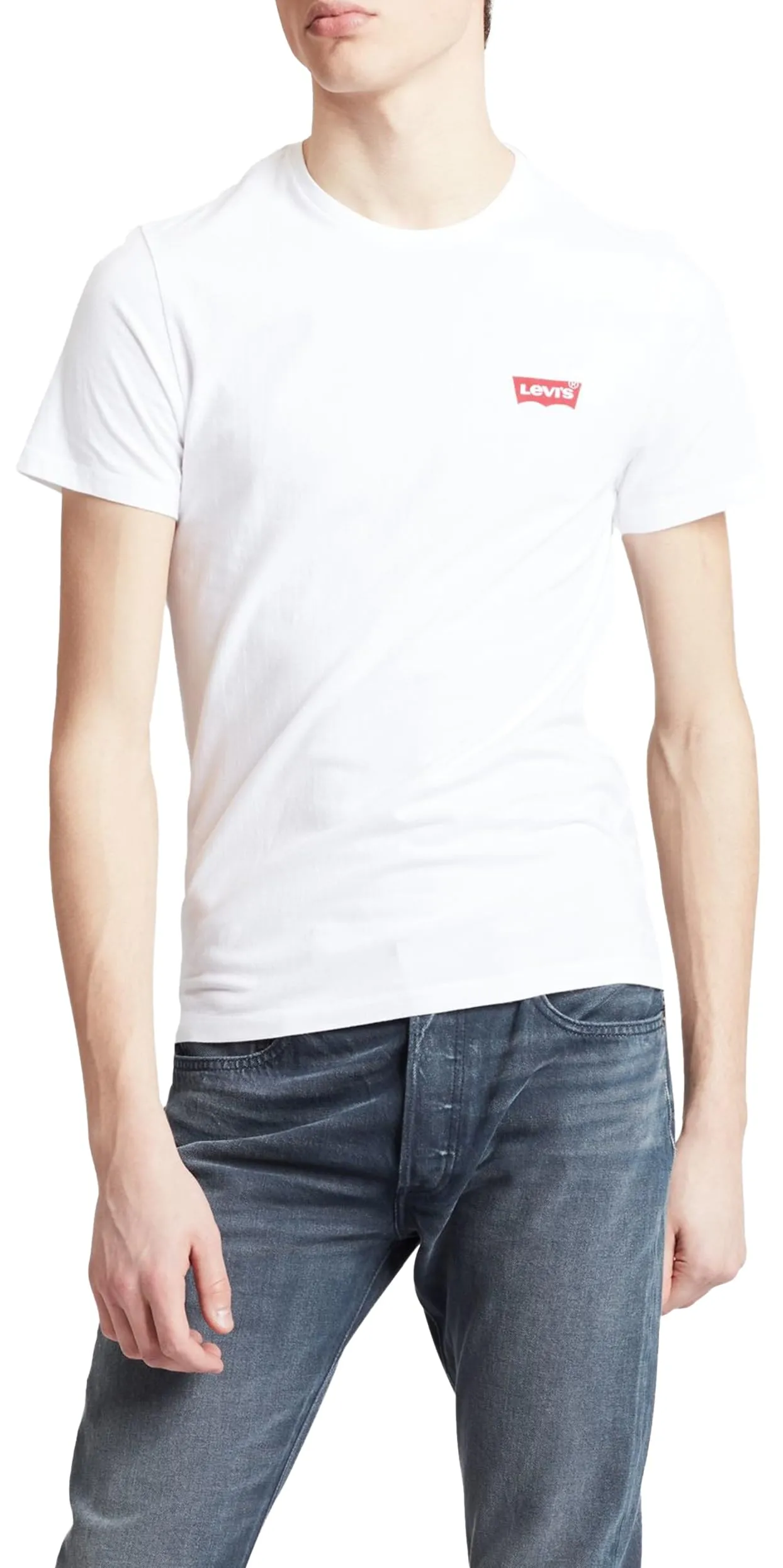 Levi's 2-Pack Crewneck Graphic Tee, T-shirt Uomo, Beige ( White / Mid Tone Grey Heather ), M