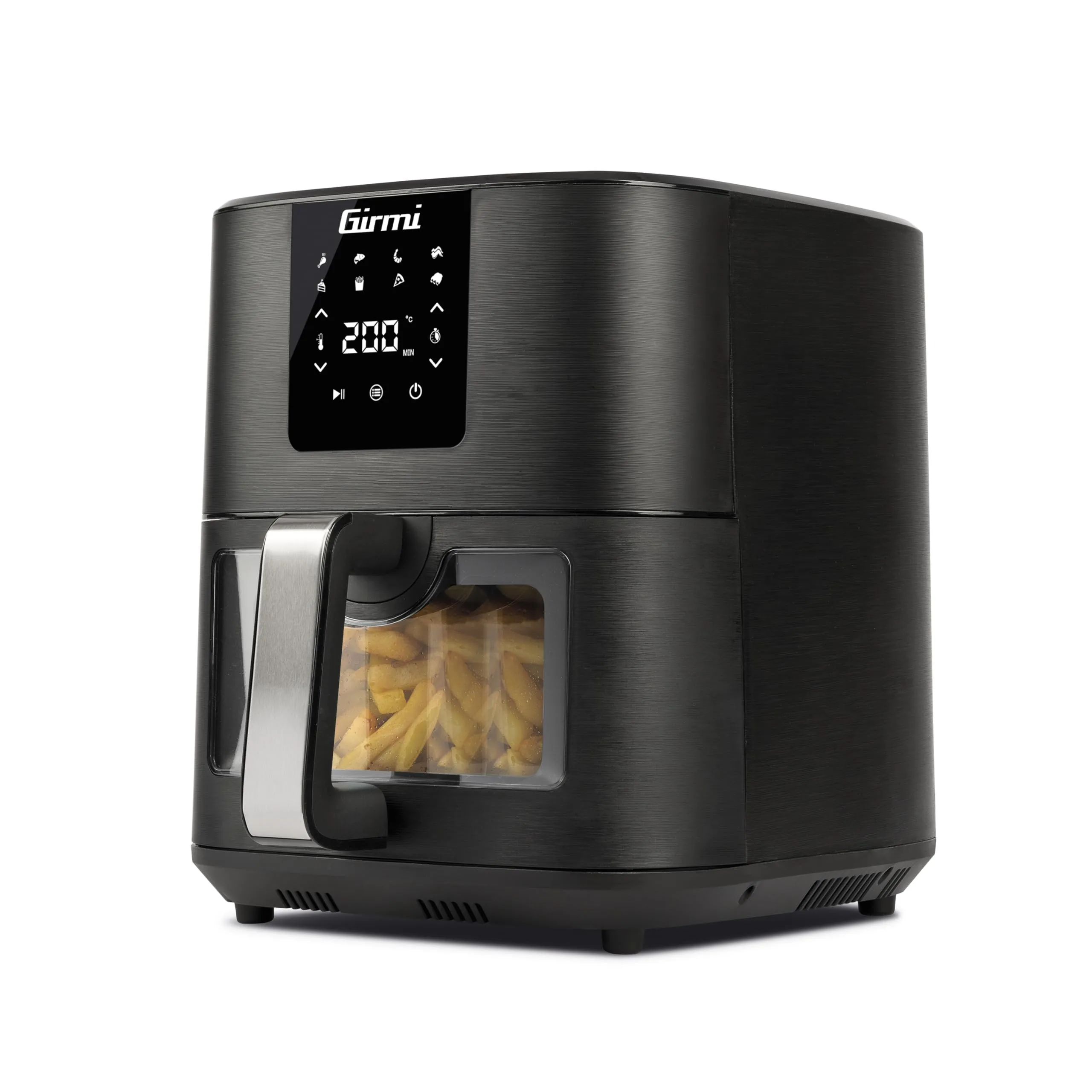 Girmi FG79 "Ecofrit 9L"Friggitrice ad Aria, 1700 W, 9 Litri XXL, 8 programmi, Display Digitale,BPA/PFOA Safe, Luce interna, Timer, Ricettario incluso, Nero Opaco