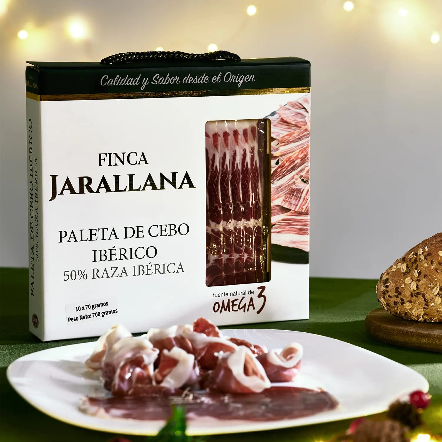 Finca Jarallana | Tagliata di Spalla Iberica di Cebo | 10 Unità da 700 gr | Valigetta con Spalla Disossata di Razza Iberica 50% | Sottovuoto