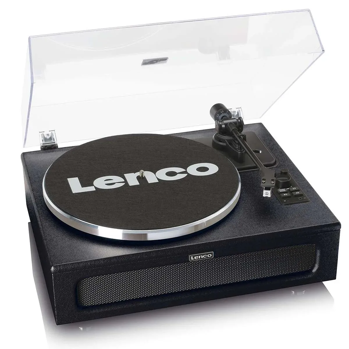 Lenco LS-430 -Giradischi Bluetooth - altoparlanti integrati 40 watt RMS - trasmissione a cinghia - controllo del tono - preamplificatore - uscita RCA e ingresso AUX - 3,5 mm - nero