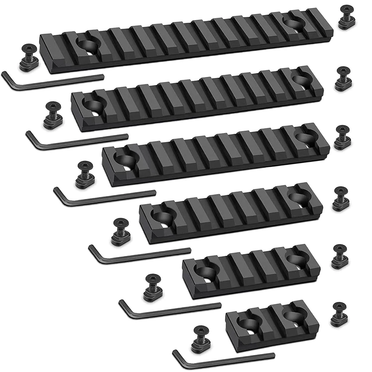 Paike Guide Picatinny singole, 3 5 7 9 11 13 slot in alluminio Mock Picatinny Guida con 12 dadi e viti, angolo quadrato a 5 allen