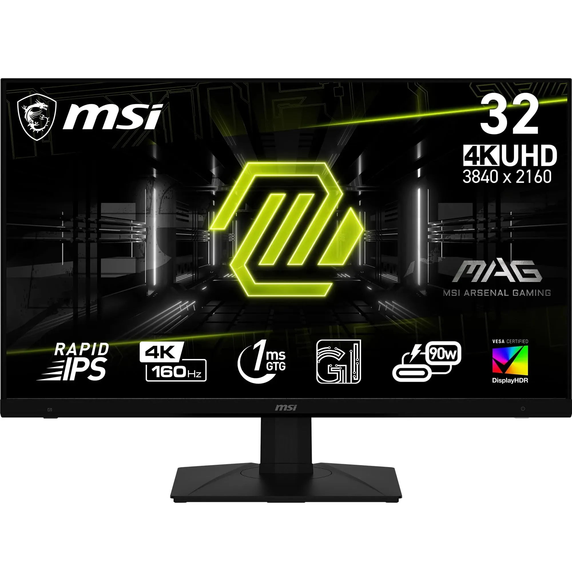 MSI MAG 322UPF Monitor Gaming 32" UHD - Pannello IPS Rapid (3840 x 2160), 160 Hz / 1ms GtG, 125.7% sRGB, Design senza cornice, DisplayHDR 400 - DP 1.4a, USB Type-C, HDMI