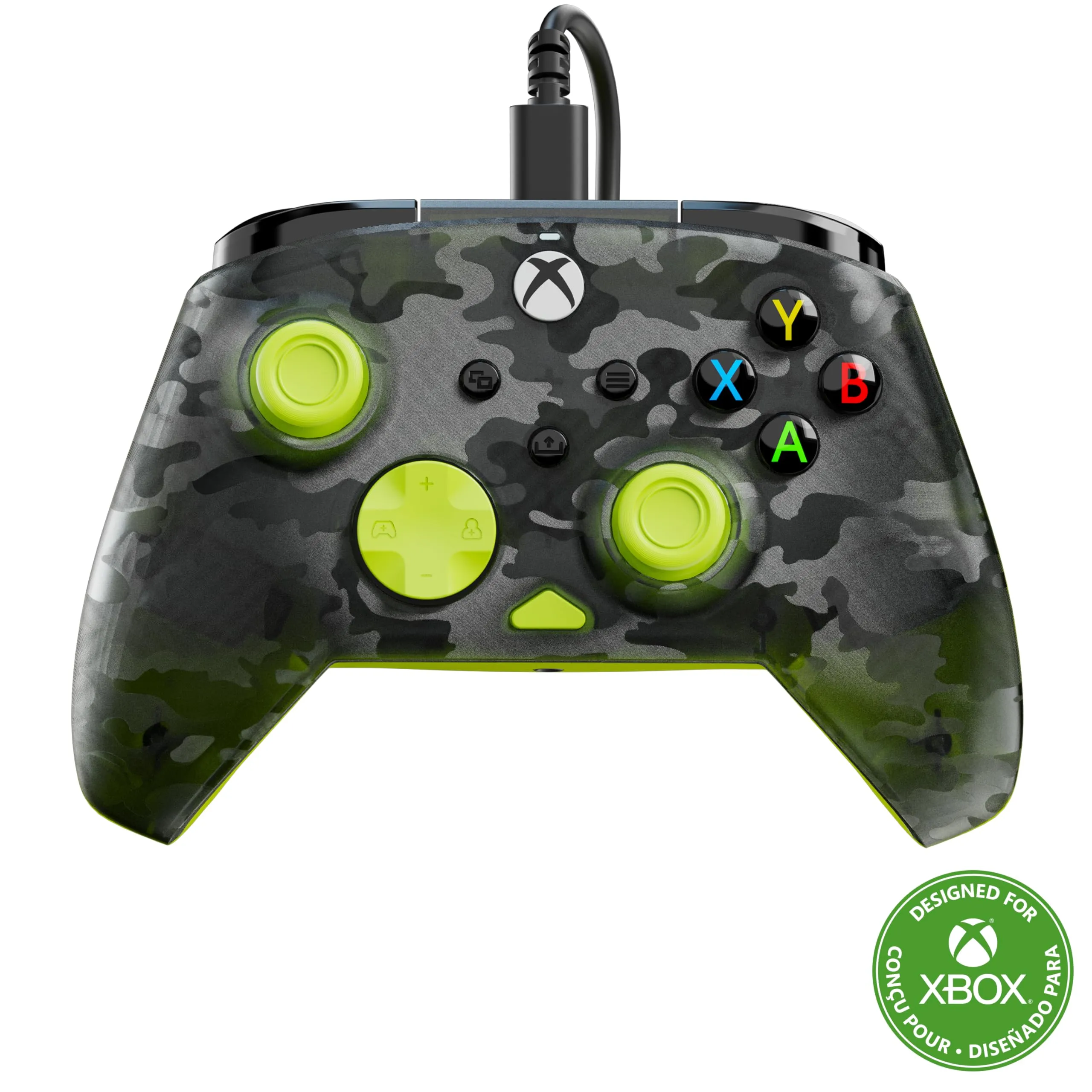 Turtle Beach Rematch Core Ghost Camo Nero/Giallo - Gamepad cablato - Con licenza per Xbox Series XS, Xbox One e PC - Pulsanti audio, motori Rumble e grilletti a impulsi, cavo da 3 m