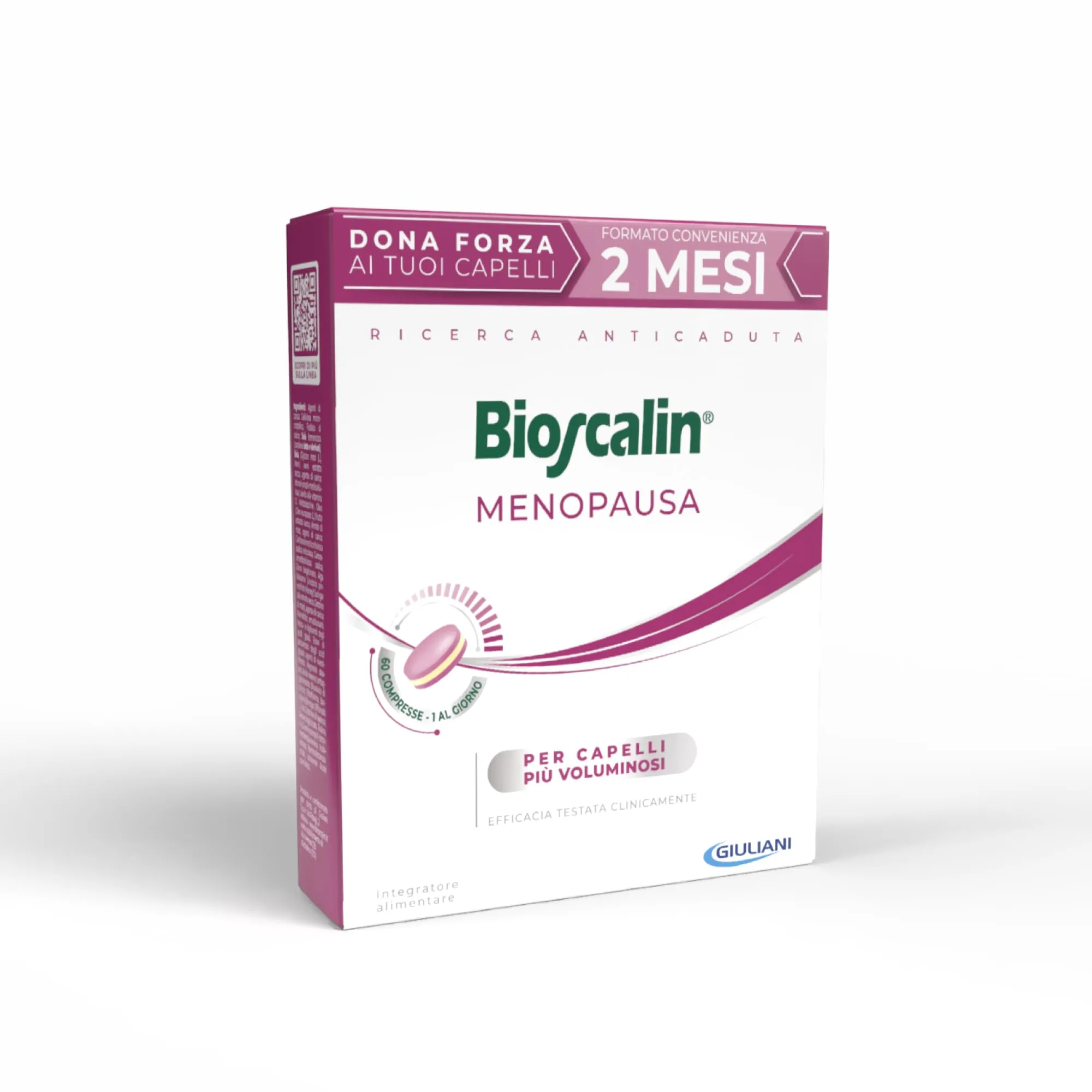 Bioscalin MENOPAUSA Integratore Alimentare per Capelli Voluminosi, Favorisce la Forza dei Capelli, Utilizzo 2 Mesi per Donna, Senza Glutine, 60 Compresse