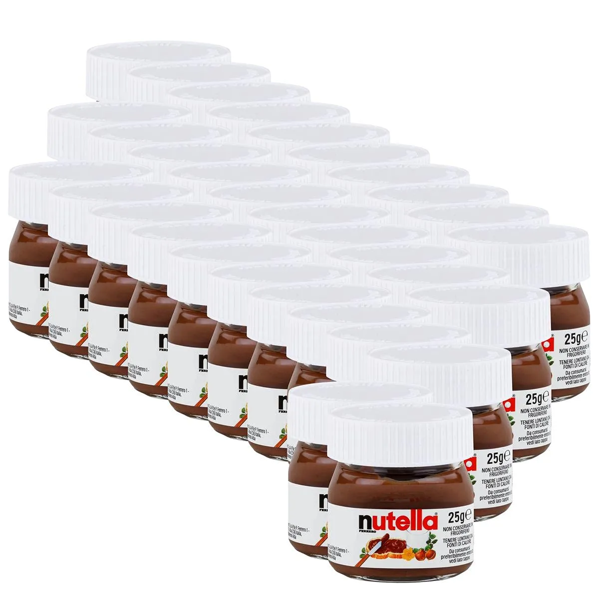 Nutella Ferrero piccolo mini design vetro 32er Set a 25 G, pane aufstrich, Noce nugat Crema, Cioccolato auftrich