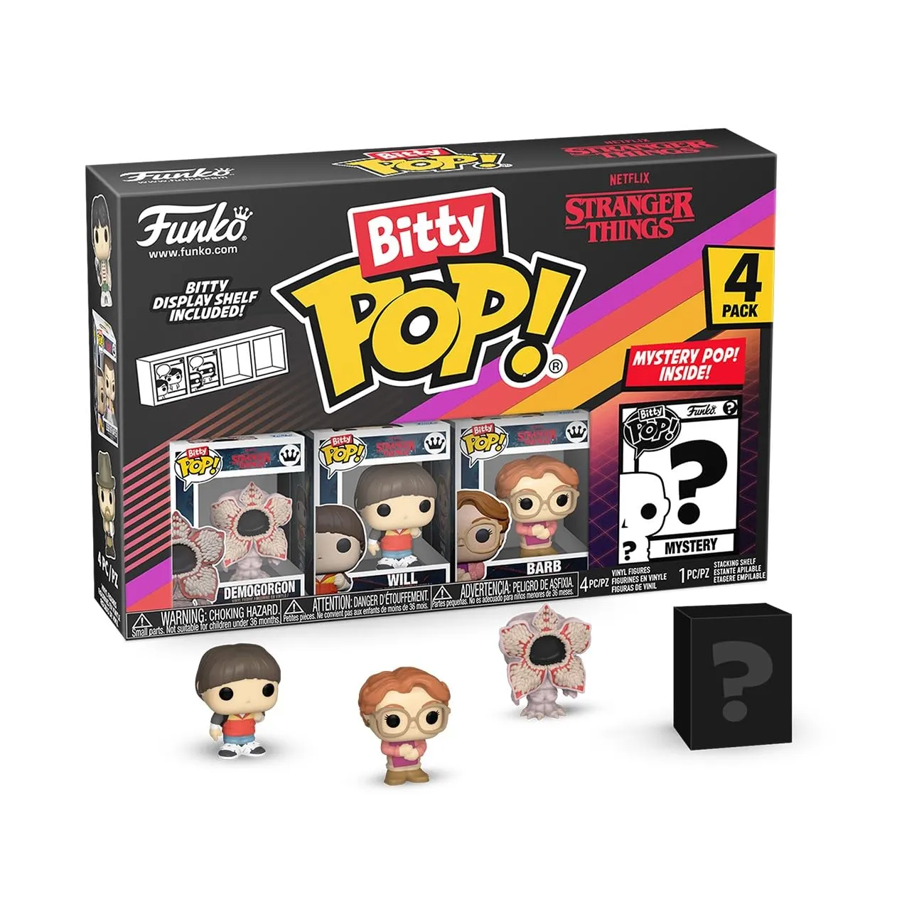 Funko Bitty Pop! ST SZN1 - Demogorgon 4pkE una Mini Figura Misteriosa a Sorpresa - 0.9 Inch (2.2 Cm) - Demogorgone - Stranger Things da Collezione - Ripiano Espositivo Impilabile Incluso