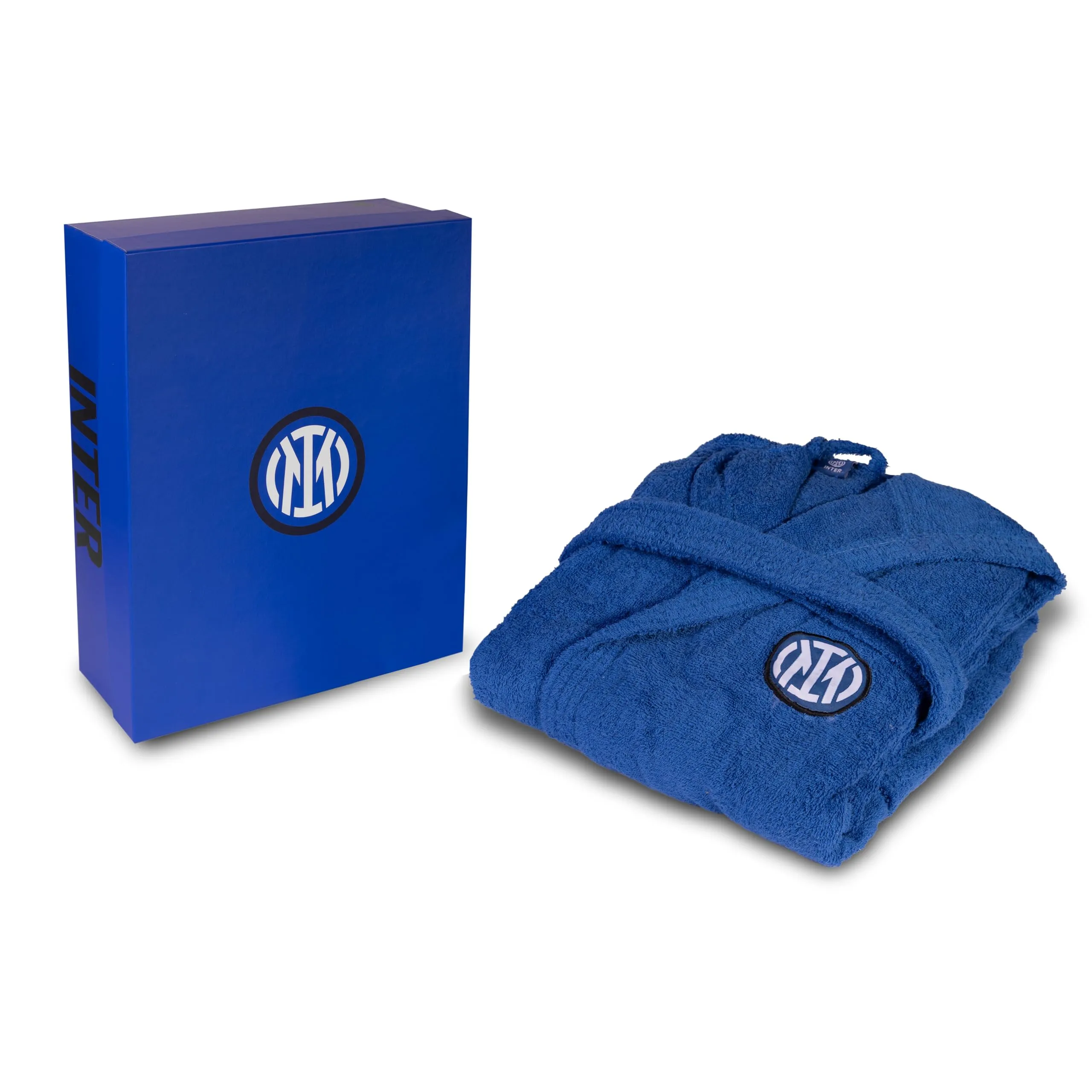 hermet Inter, Accappatoio con Cappuccio, Accappatoio Unisex, in Spugna 380 gsm, 100% Cotone, Logo dell' Inter Lato Cuore, Taglia L