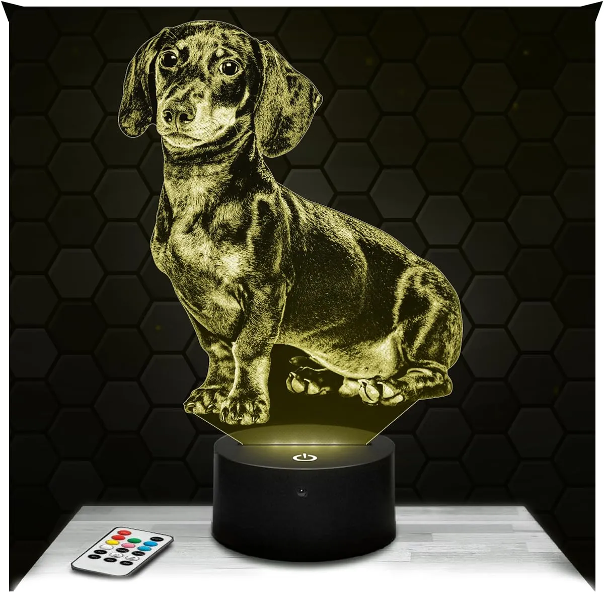 Lampephoto.fr - Lampada 3D Bassotto Cane Cucciolo Animale Lampada Tattile a LED, Effetto Ologramma 3D, Idea Regalo Natale Compleanno per Ragazzo o Ragazza, Oggetto decorazione camera